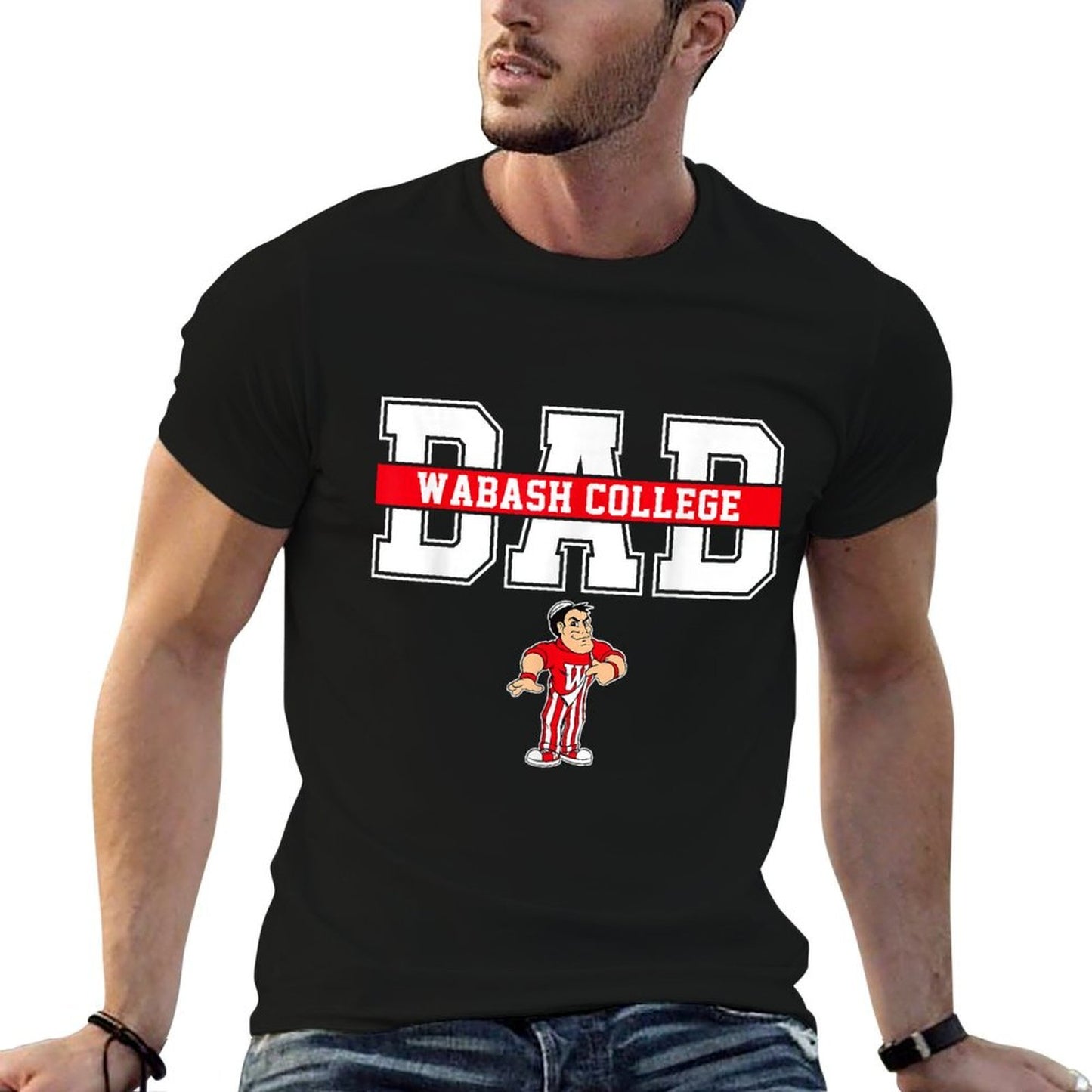 Wabash College Dad Father Arch Vintage Design Men Eco-friendly Material T-Shirt