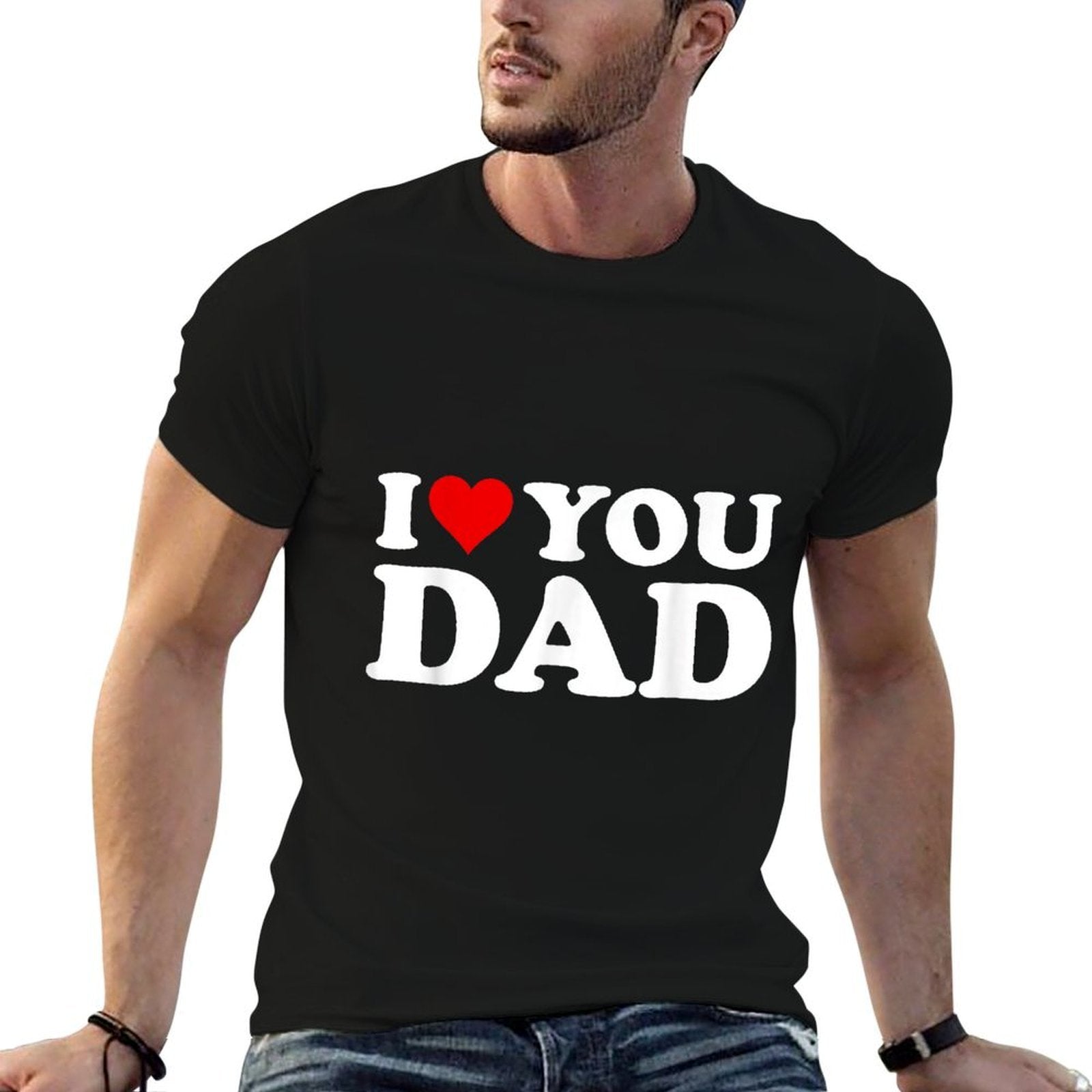 Red Heart I Love You Dad  Lightweight T-Shirt