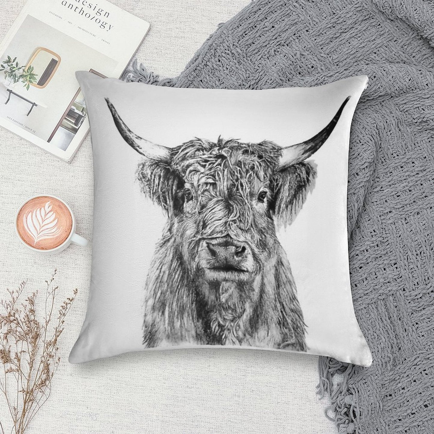 Scottish Highland Cow Soft Gift Ready Throw Pillow