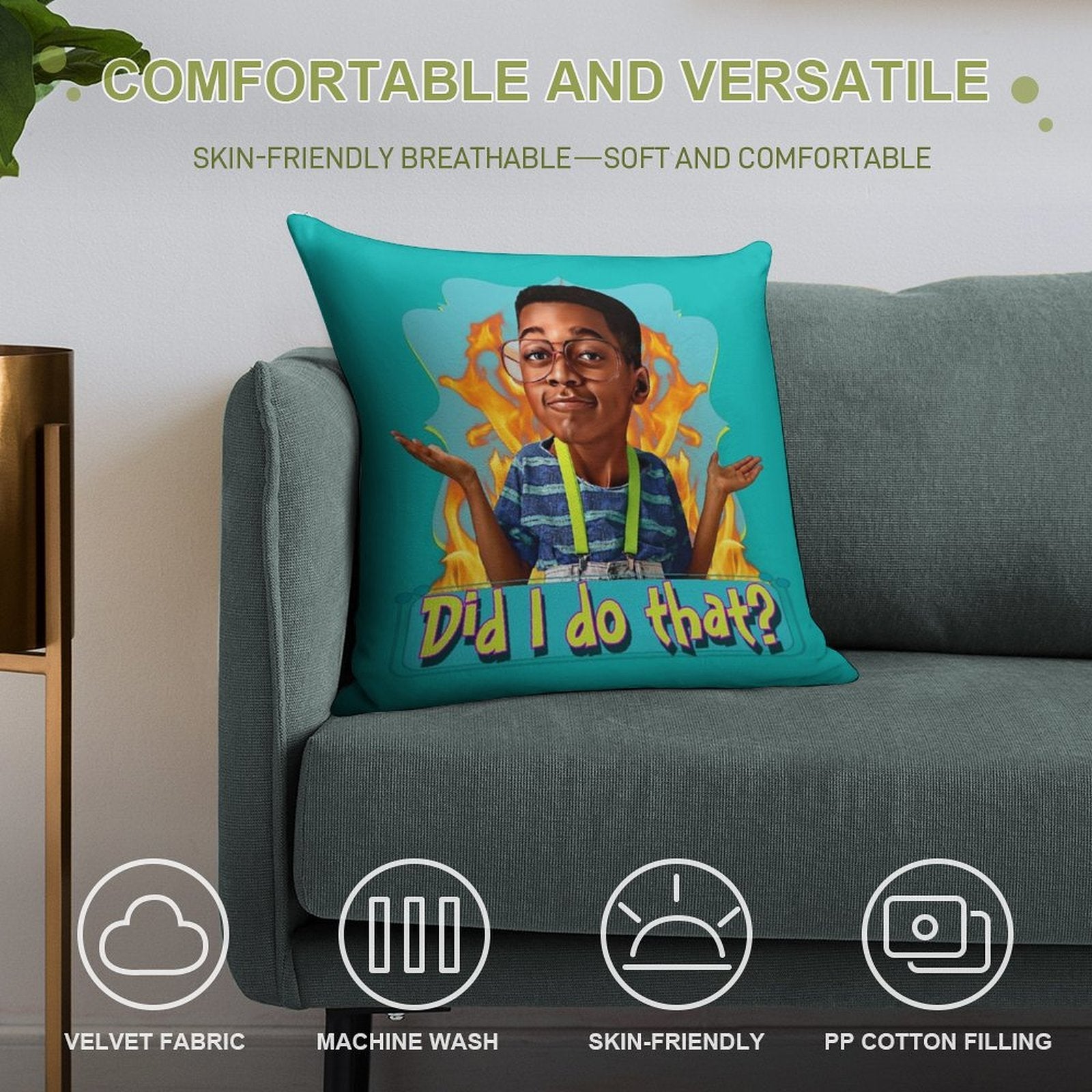 Steve Urkel- Did I Do That Soft Ultra-Soft Texture Throw Pillow