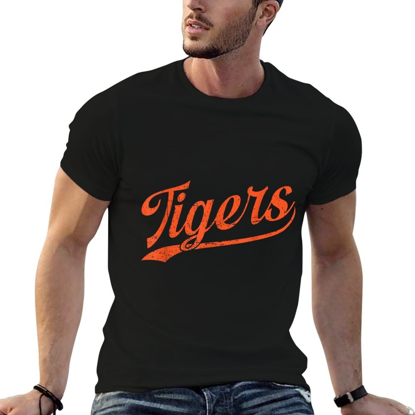 Tigers Mascot Vintage Sports Durable T-Shirt