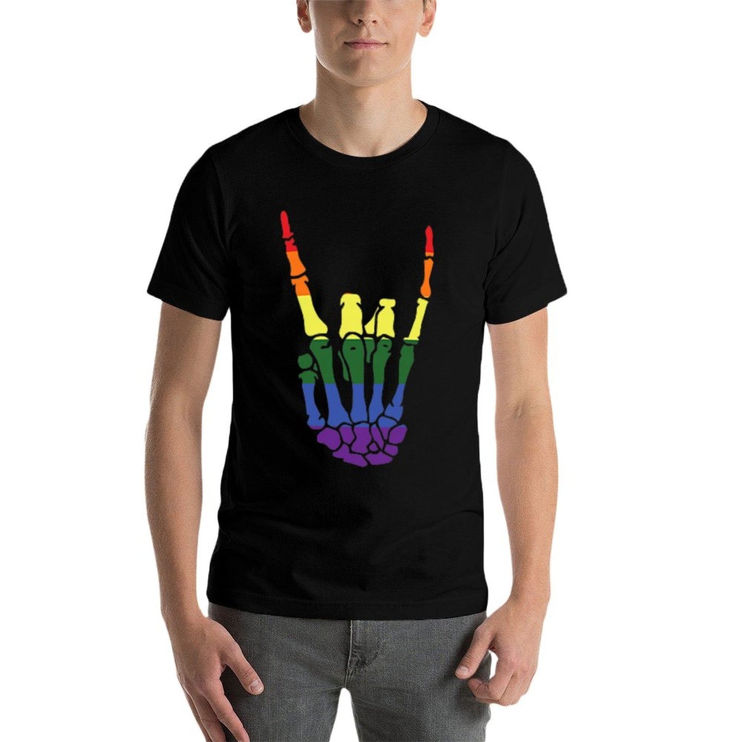 Skeleton Rock Hand Gay Pride LGBT-Q Ally Rainbow Men Women Vintage-inspired T-Shirt