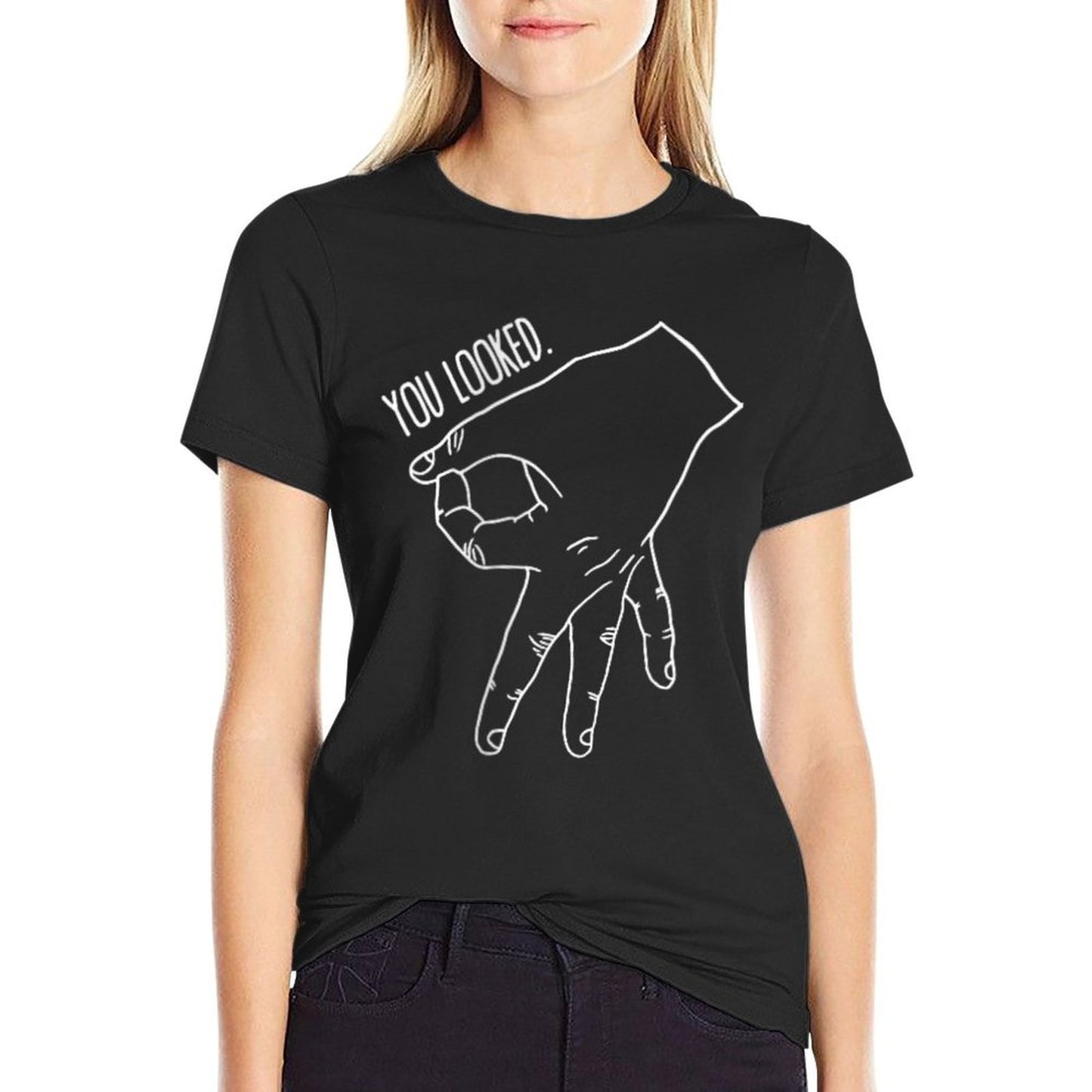 You Looked The Finger Game Circle Game Ribbed Collar T-Shirt