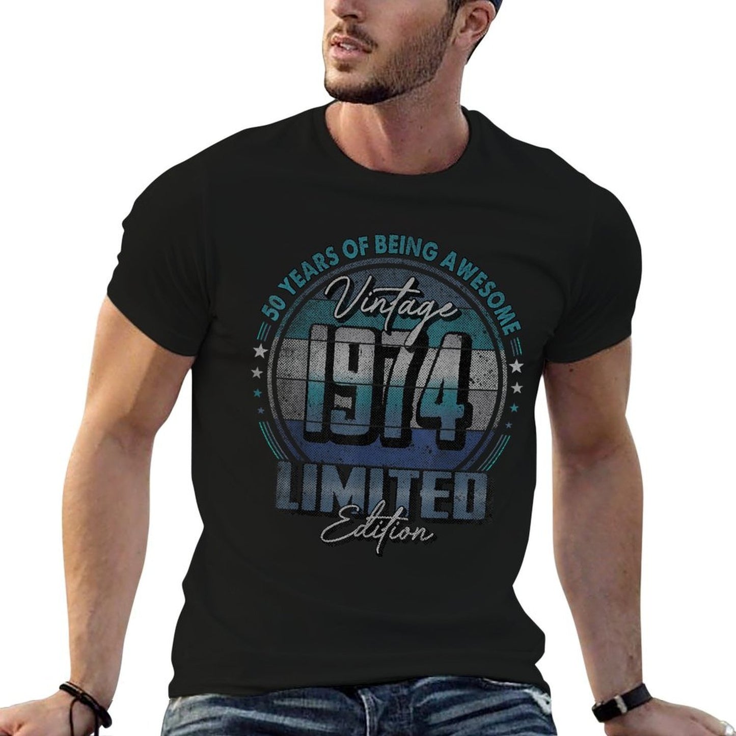 Vintage 1974 Limited Edition 50 Year Old 50th Birthday Tagless Design T-Shirt