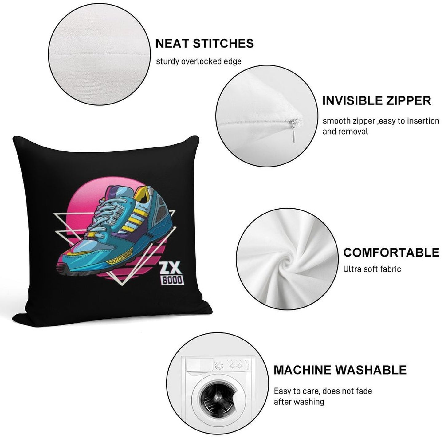 Zx Aqua 8000 Sneaker Lifestyle Ninetees Retro Runner Torsion Soft Durable Construction Throw Pillow
