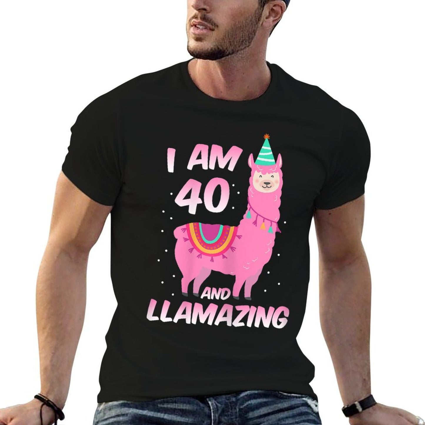 Womens I Am 40 Years Old And Llamazing Llama 40th Birthday Relaxed-fit T-Shirt