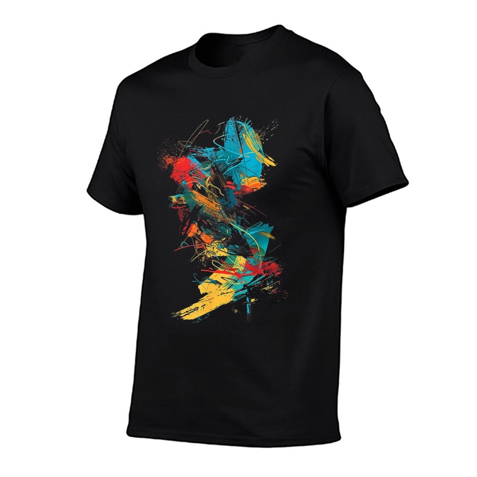 @rtY Art Drawing Graphic Colorful Abstract Painting, Small, Black  Graphic-printed T-Shirt