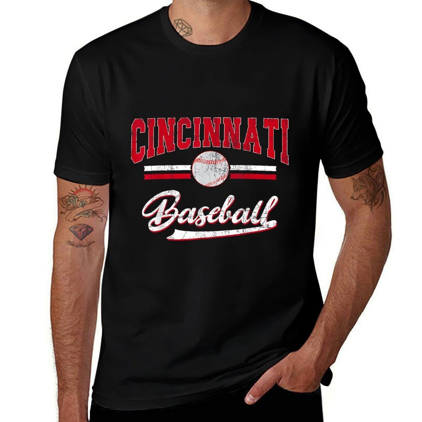 Retro Game Day Vintage Cincinnati Baseball  Affordable Price T-Shirt