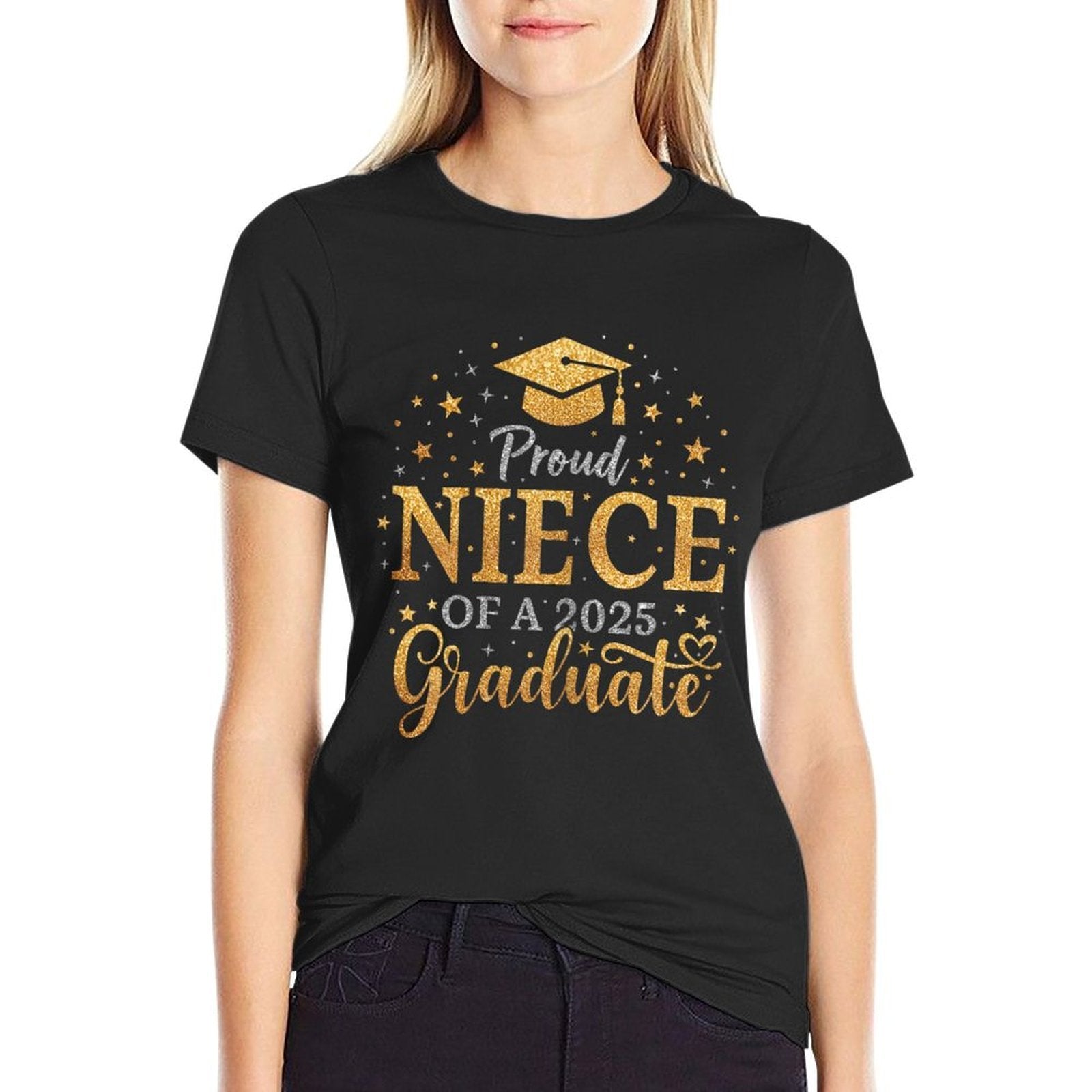 Funny Senior Proud Niece of A Class of 2025 Graduate  Rolled Sleeves T-Shirt