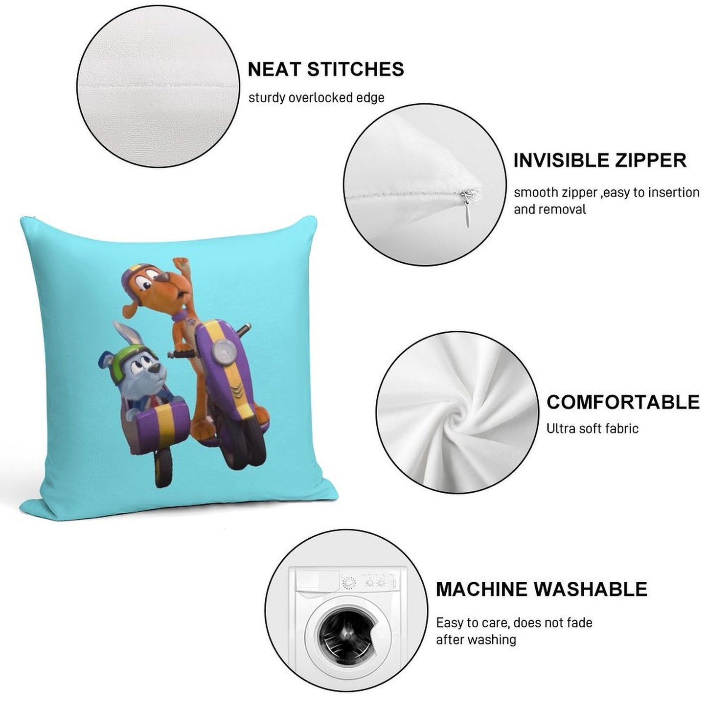 Go Dog Go Show Soft Fade-Resistant Throw Pillow