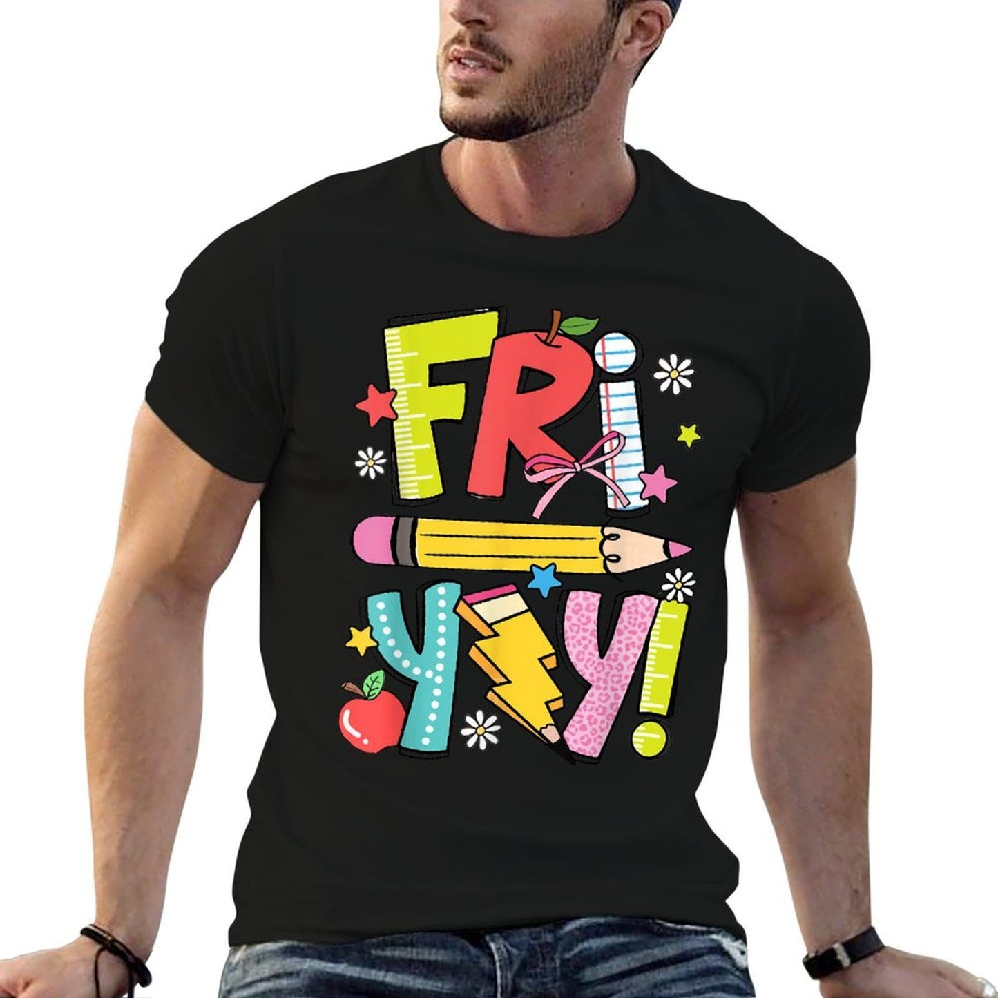 Retro Teacher Fri-Yay Dalmatian Teacher Team Back To School Men Women Girls Kids  Rolled Sleeves T-Shirt