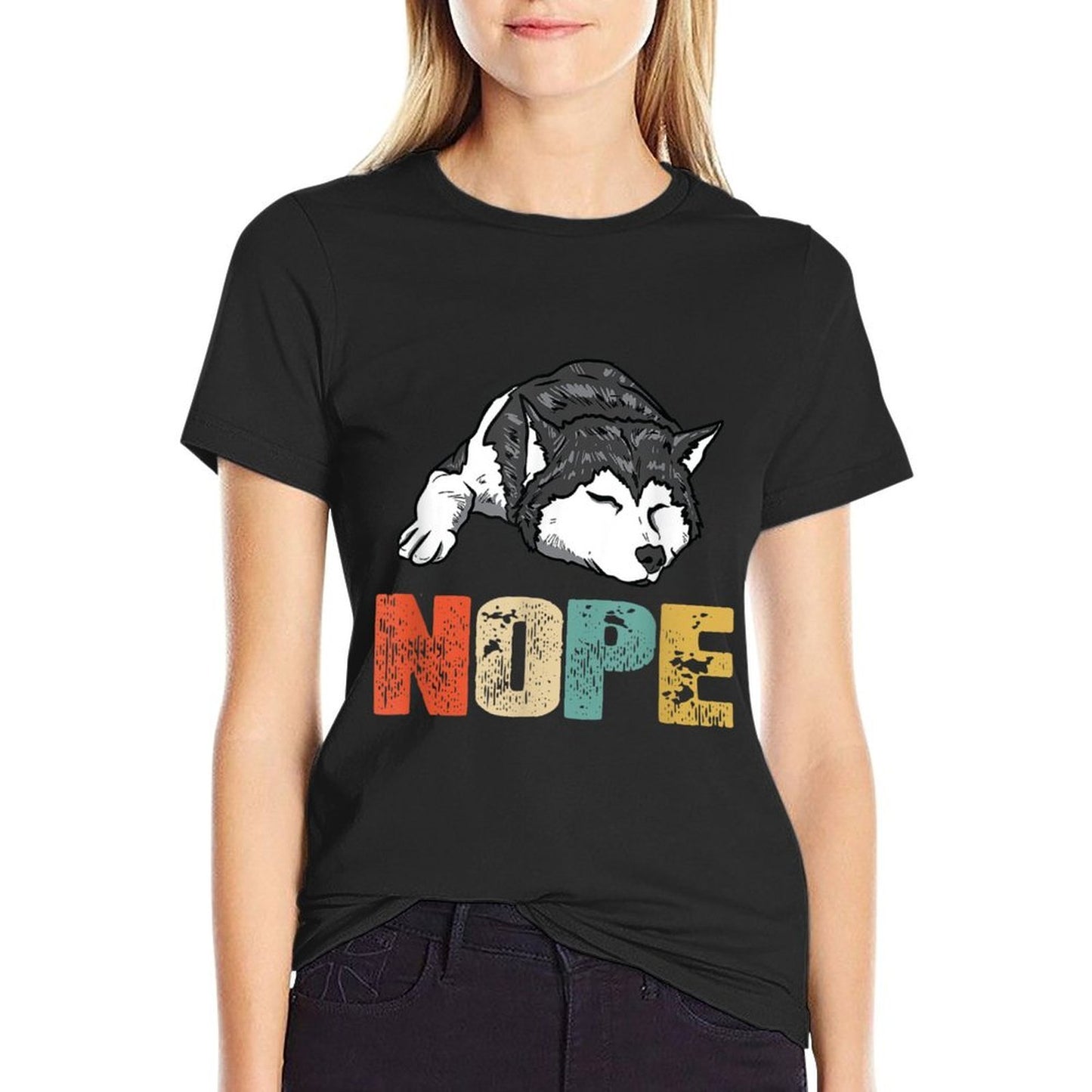 Siberian Huskys Vintage Nope Funny Siberian Husky Dog Lover Odor-resistant T-Shirt