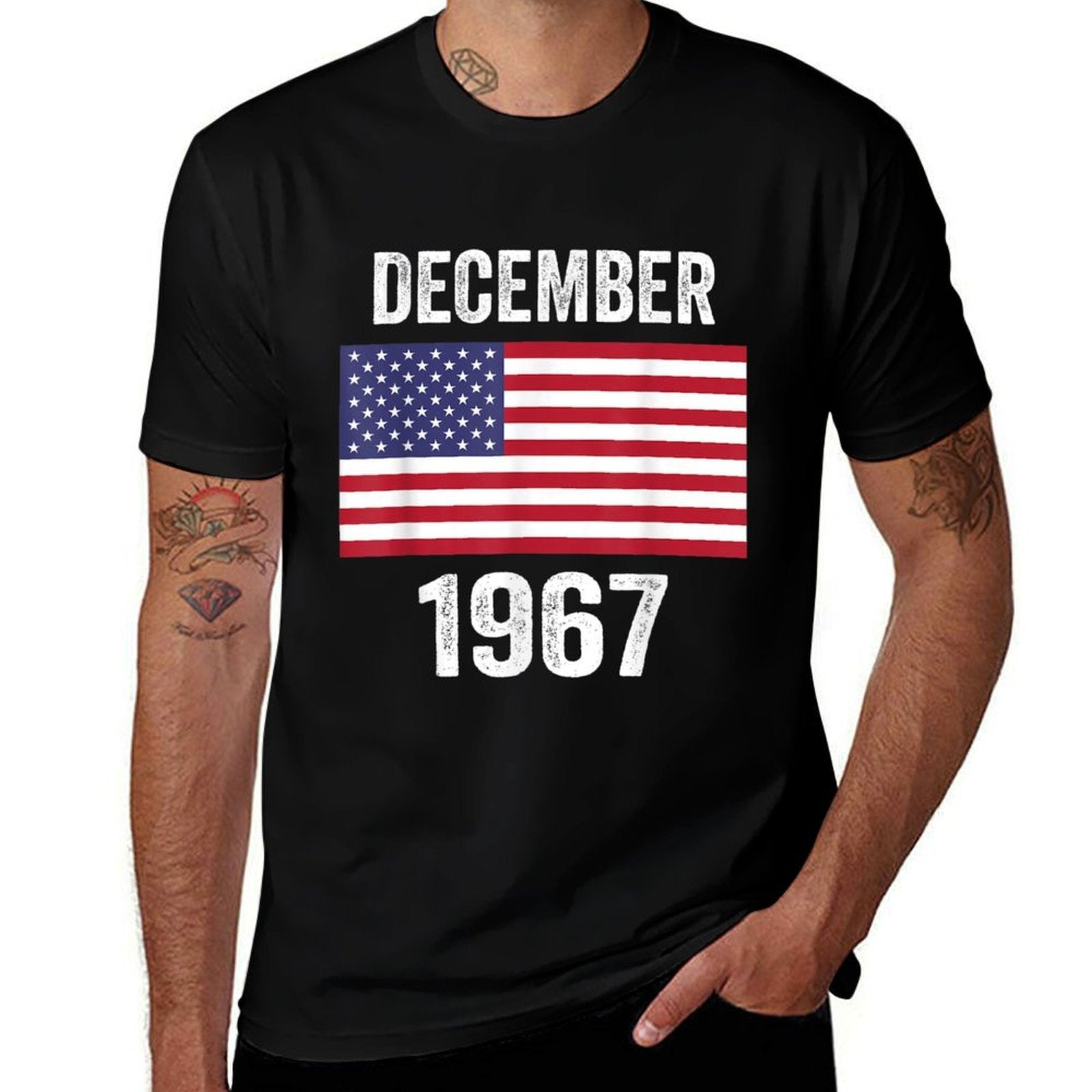 American December 1967 50 Years Old 50th Birthday  Summer-ready Fabric T-Shirt