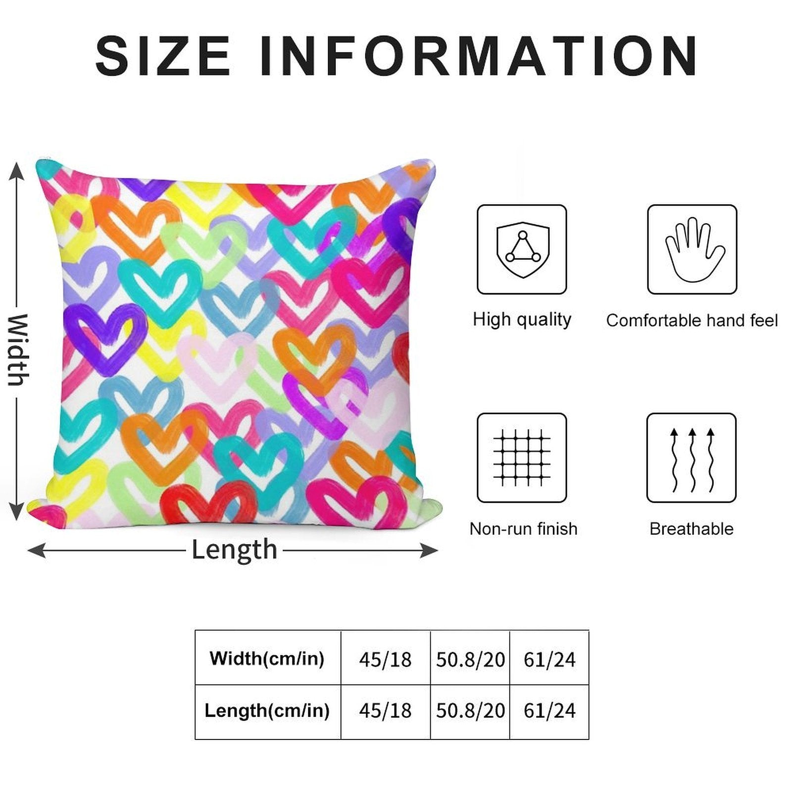 Colorful Heart Abstract Soft Durable Construction Throw Pillow