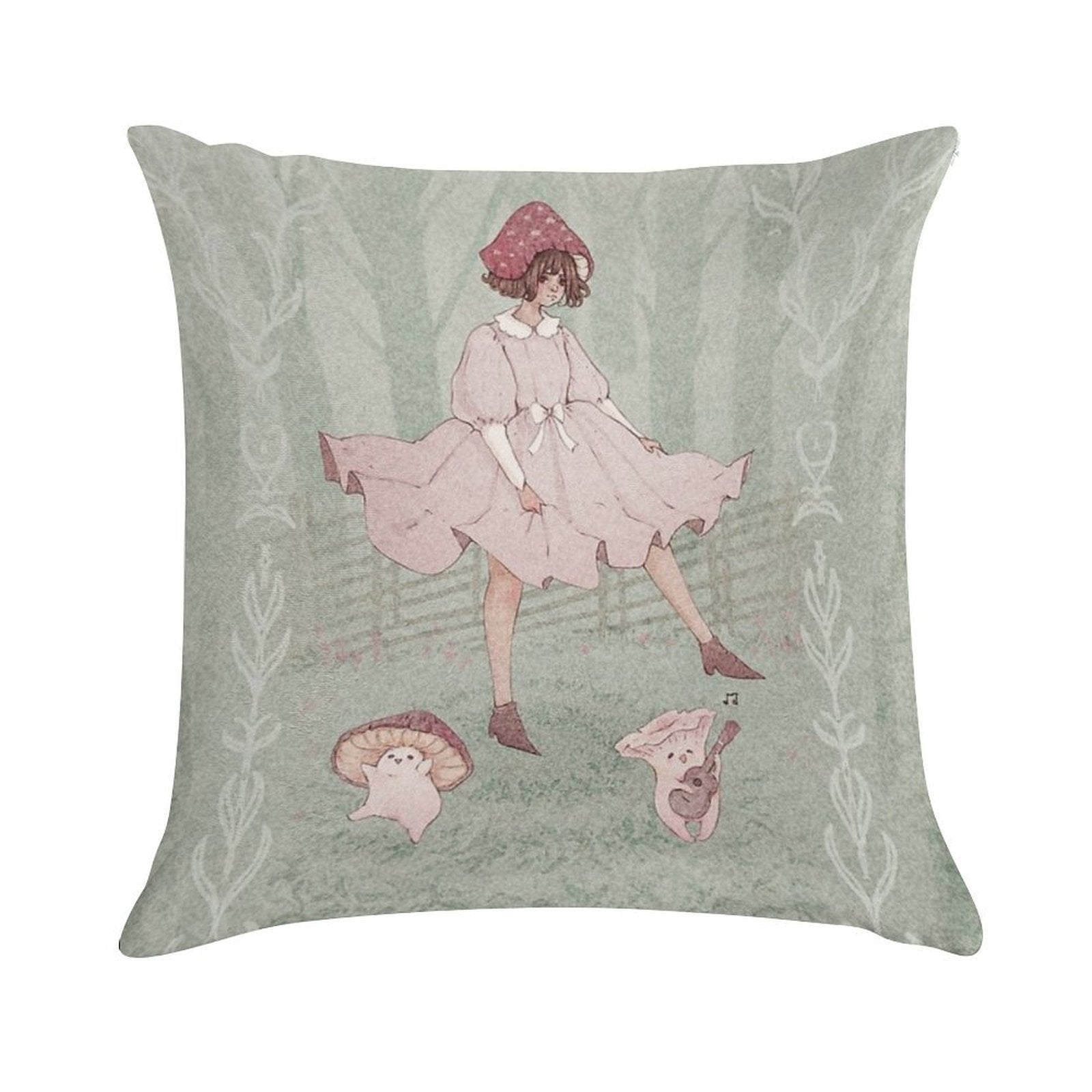 Dancing Mushrooms Soft Multiple Sizes Throw Pillow