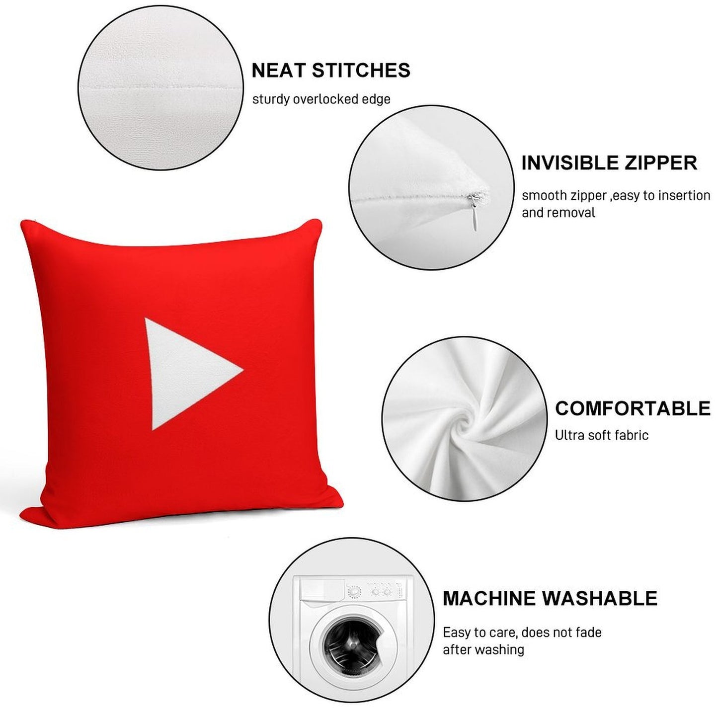 YouTube Pillow Soft Anti-Pilling Throw Pillow