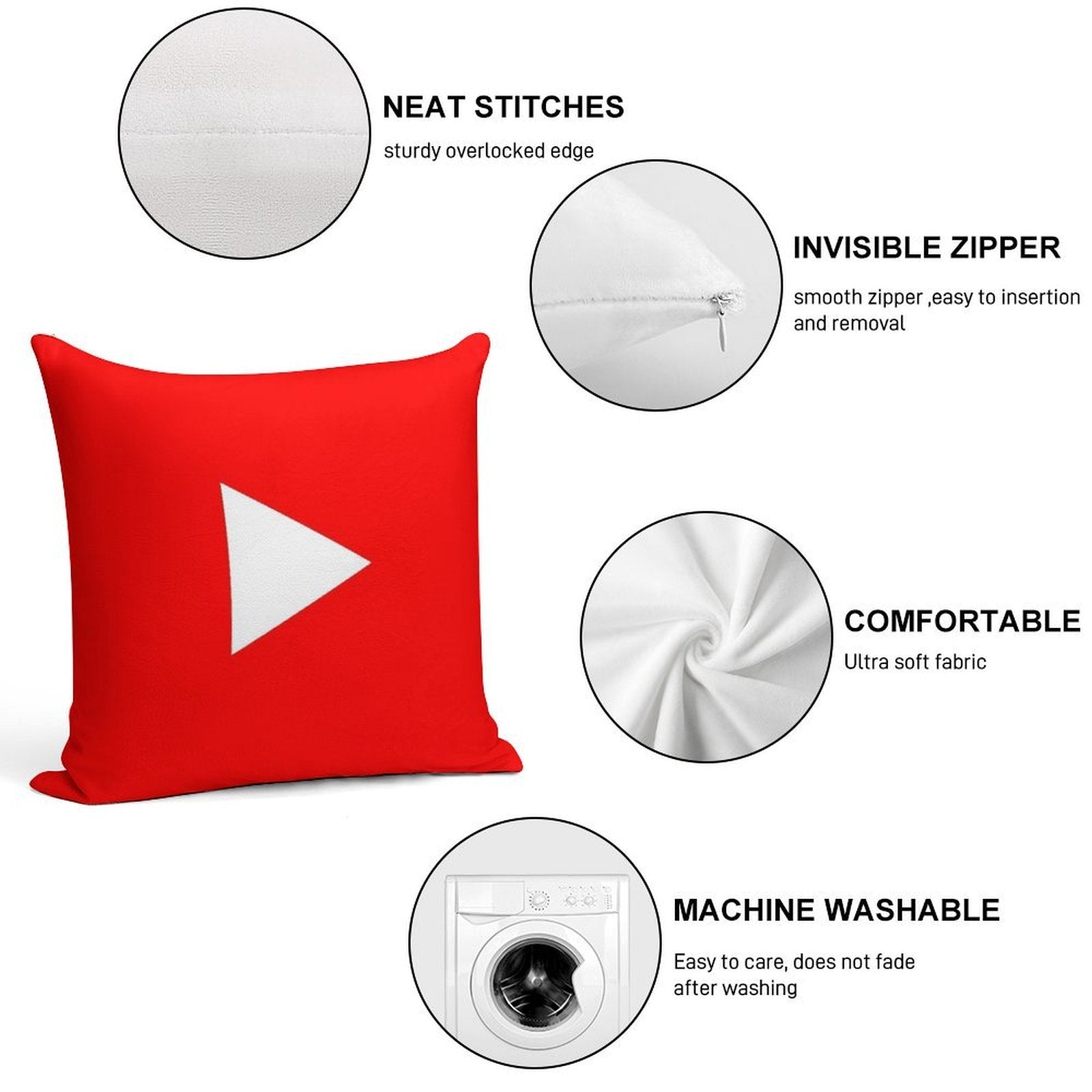 YouTube Pillow Soft Anti-Pilling Throw Pillow