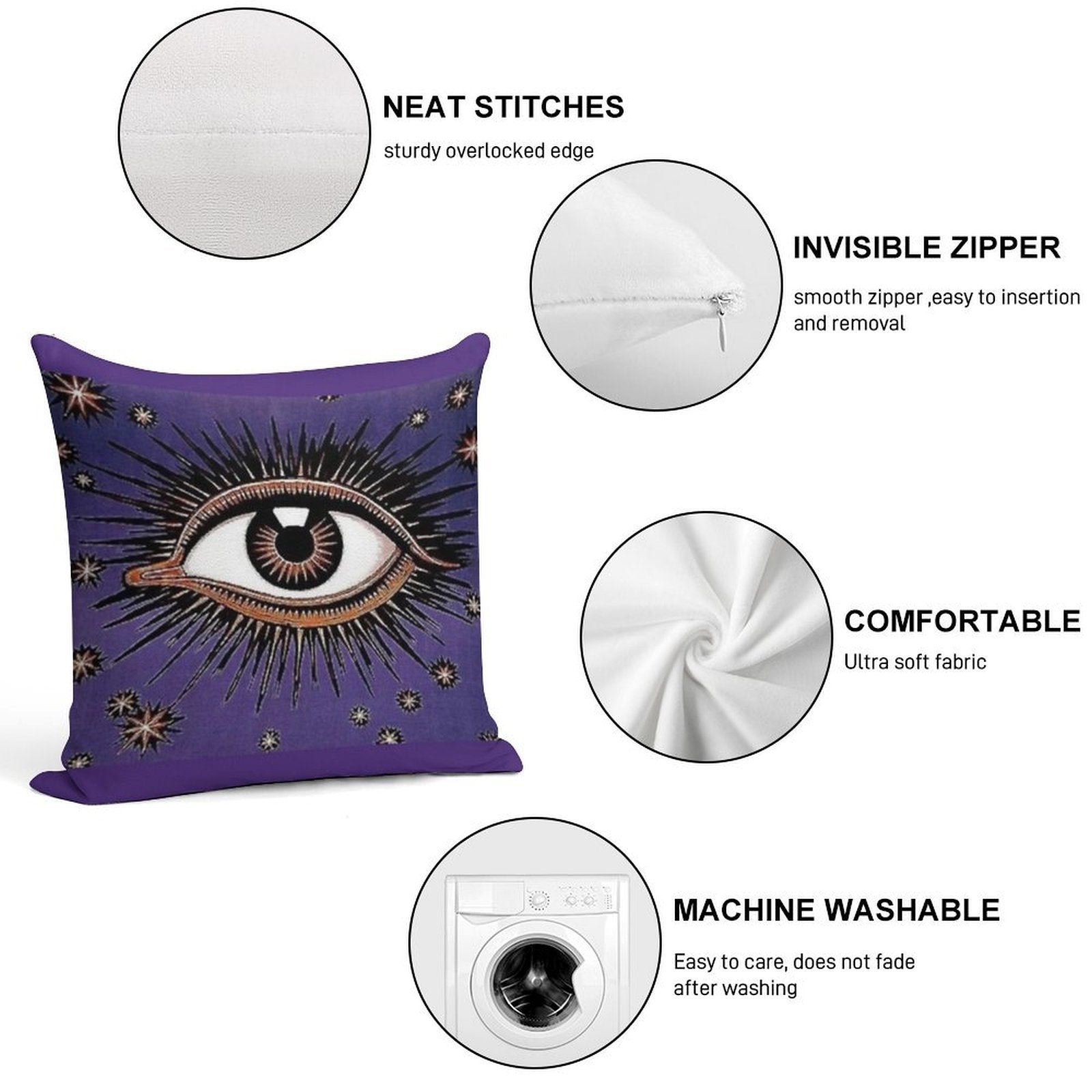 Purple Eye Soft Multiple Sizes Throw Pillow