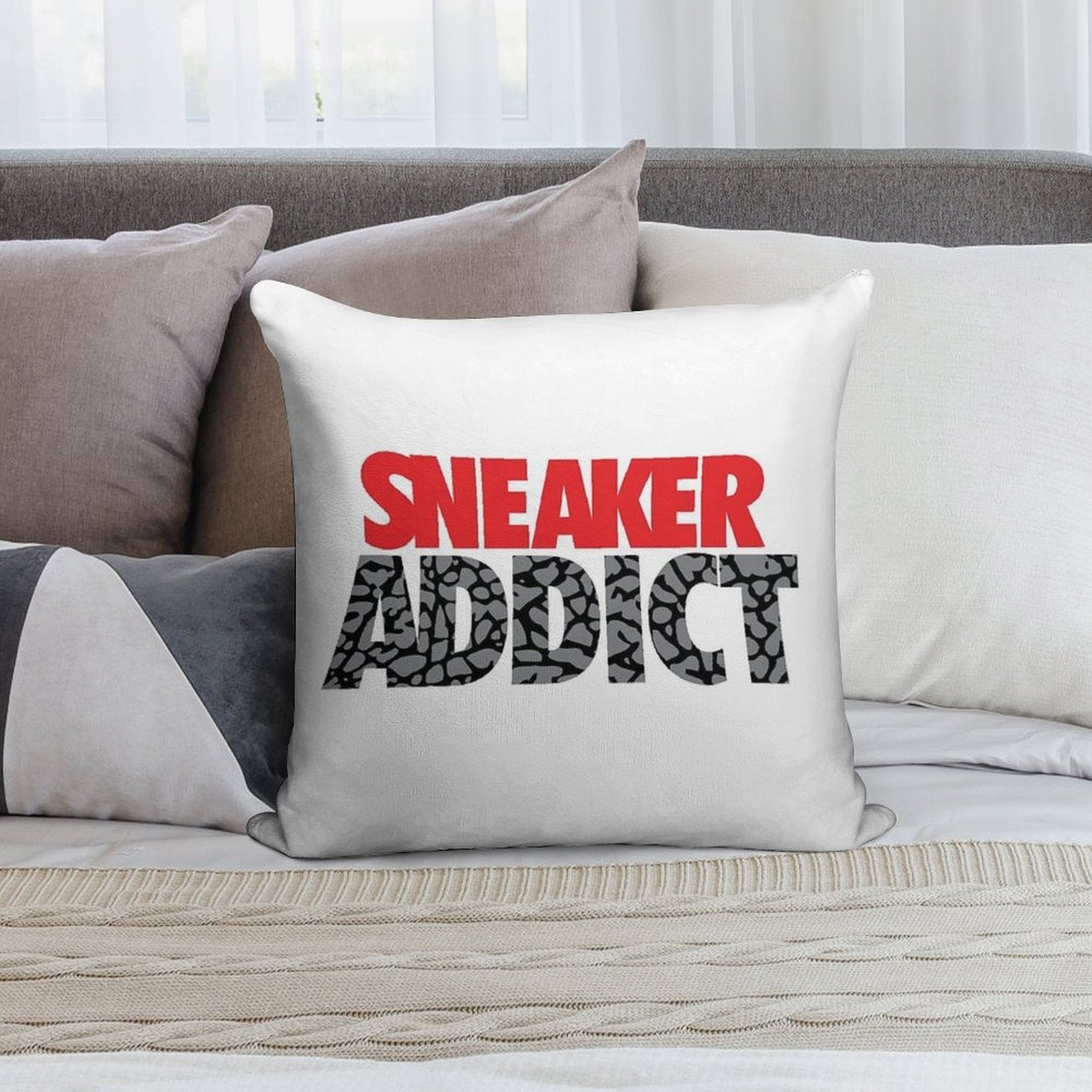 Sneaker Addict Cement Soft Bedroom Essential Throw Pillow