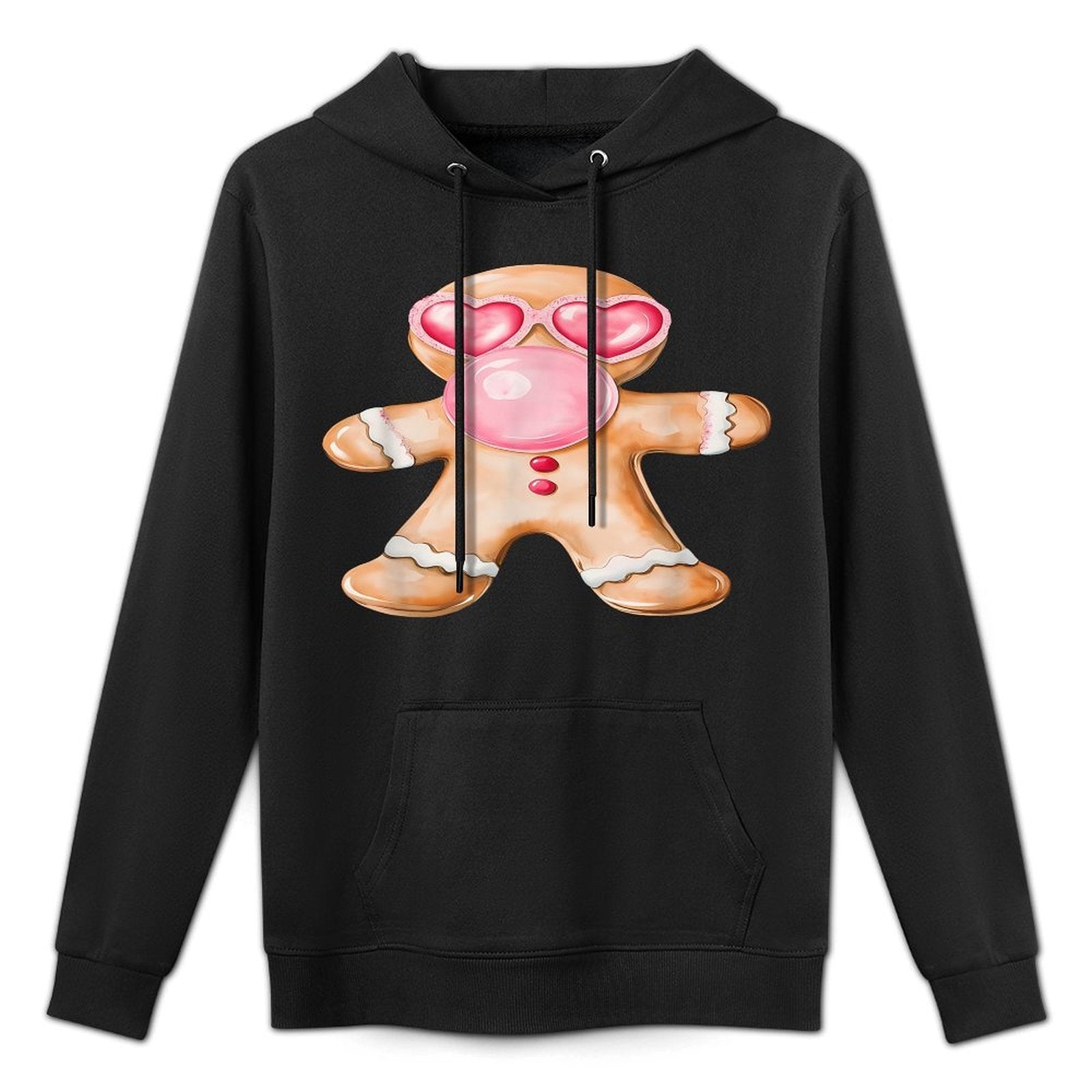 Gingerbread Blowing Bubble Gum Pink Sunglasses Christmas Easy Care Hoodie