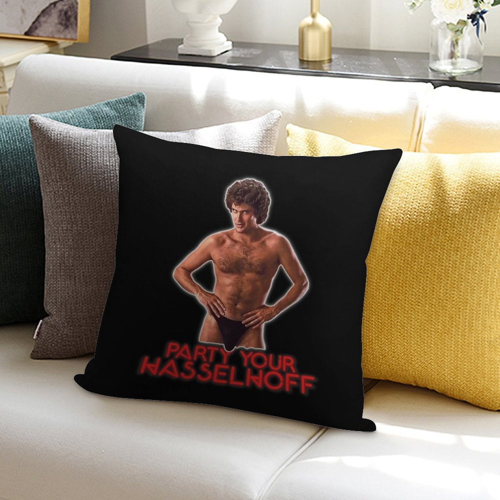 PARTY YOUR HASSELHOFF Soft Ultra-Soft Texture Throw Pillow