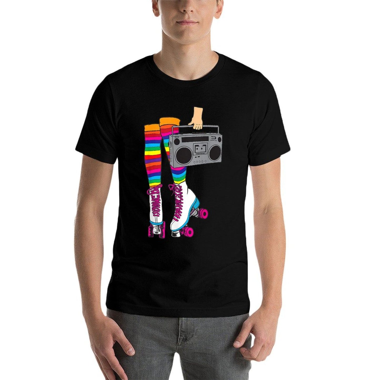 Retro Rollerskates Funny 80's Roller Disco Skating Girl Gift  Fade-proof Color T-Shirt