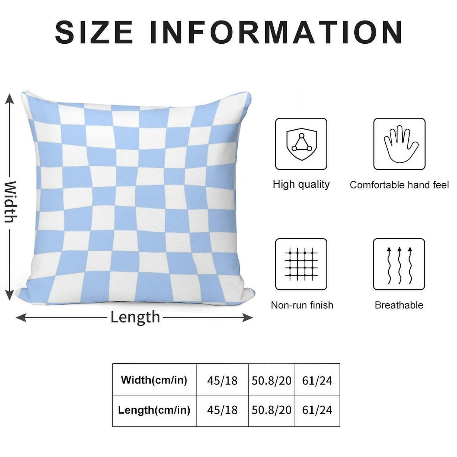 Hand Drawn Checkerboard Pattern (sky Bluewhite) Soft Home Decor Throw Pillow