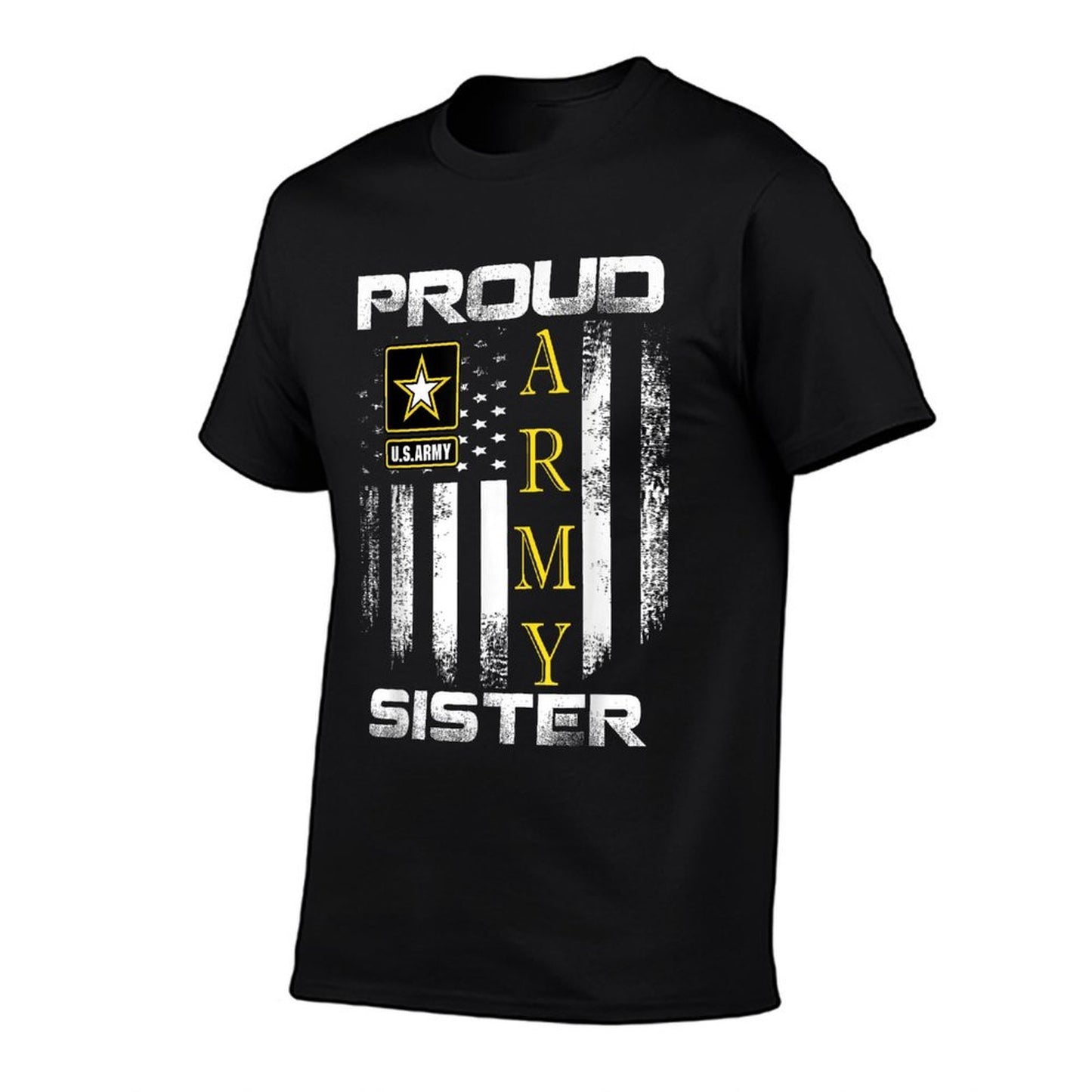 Vintage Proud Army Sister With American Gift Oversized Silhouette T-Shirt