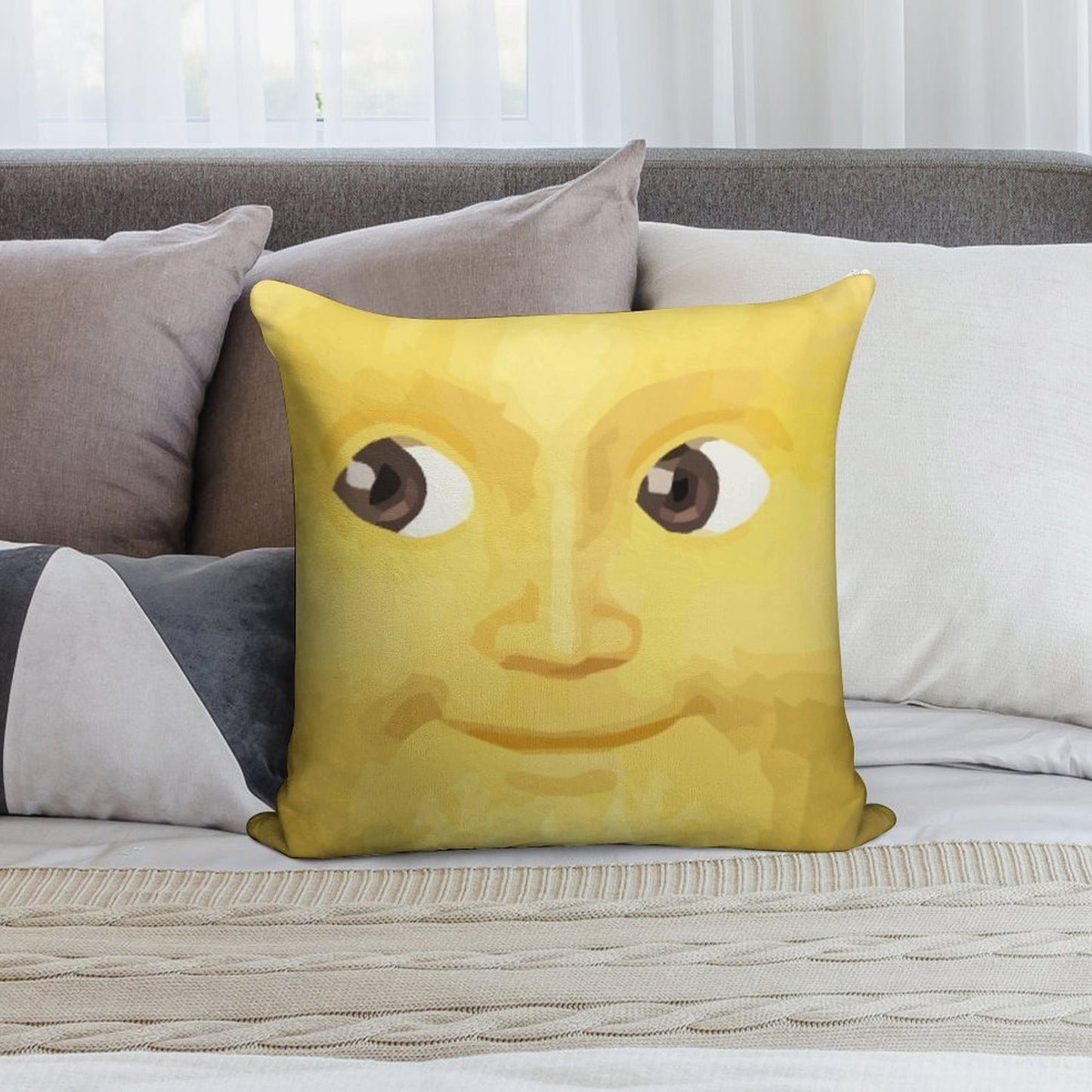 Yellow Moon Soft Bedroom Essential Throw Pillow