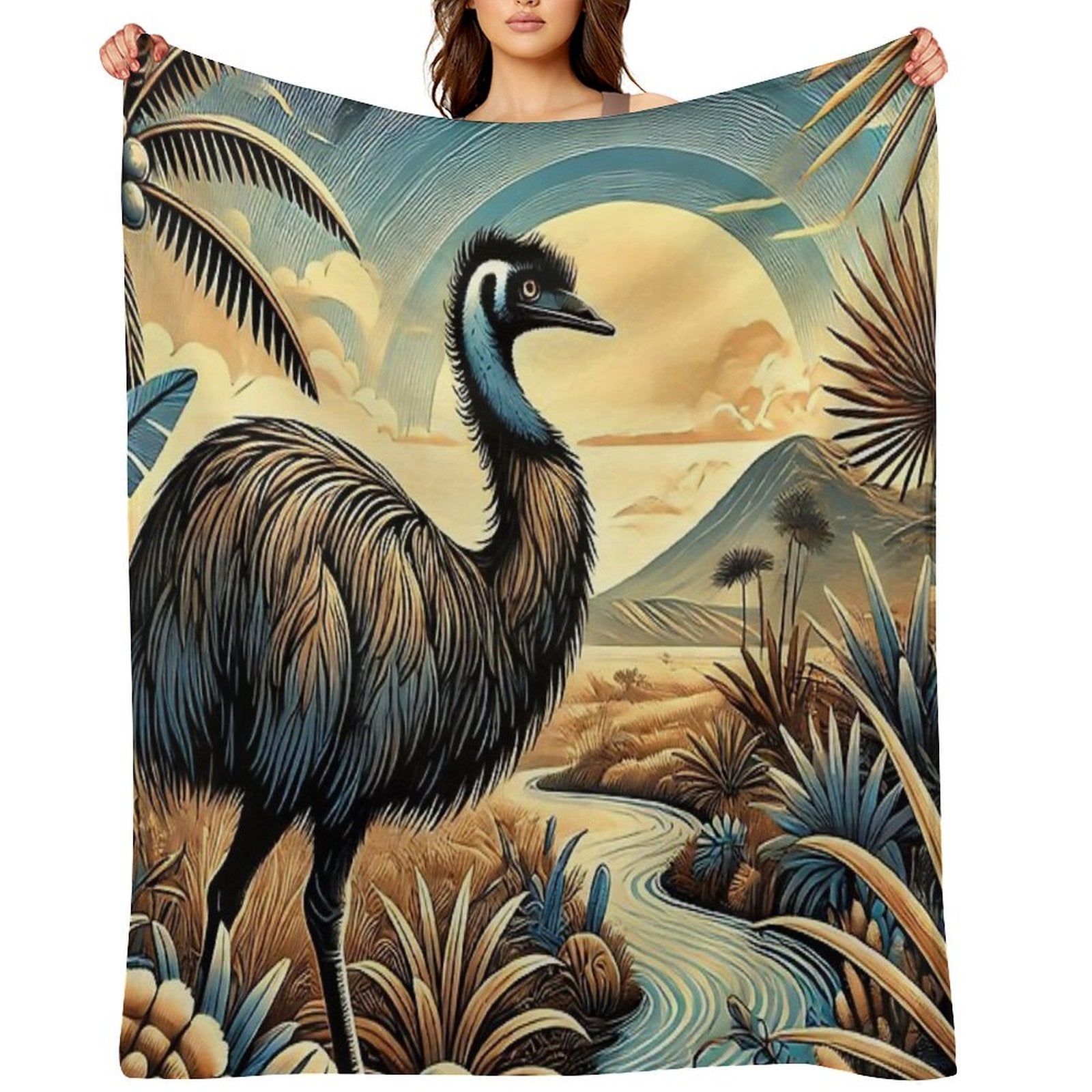 Emu Art #12 Emu Lovers Shrink-resistant Throw Blanket