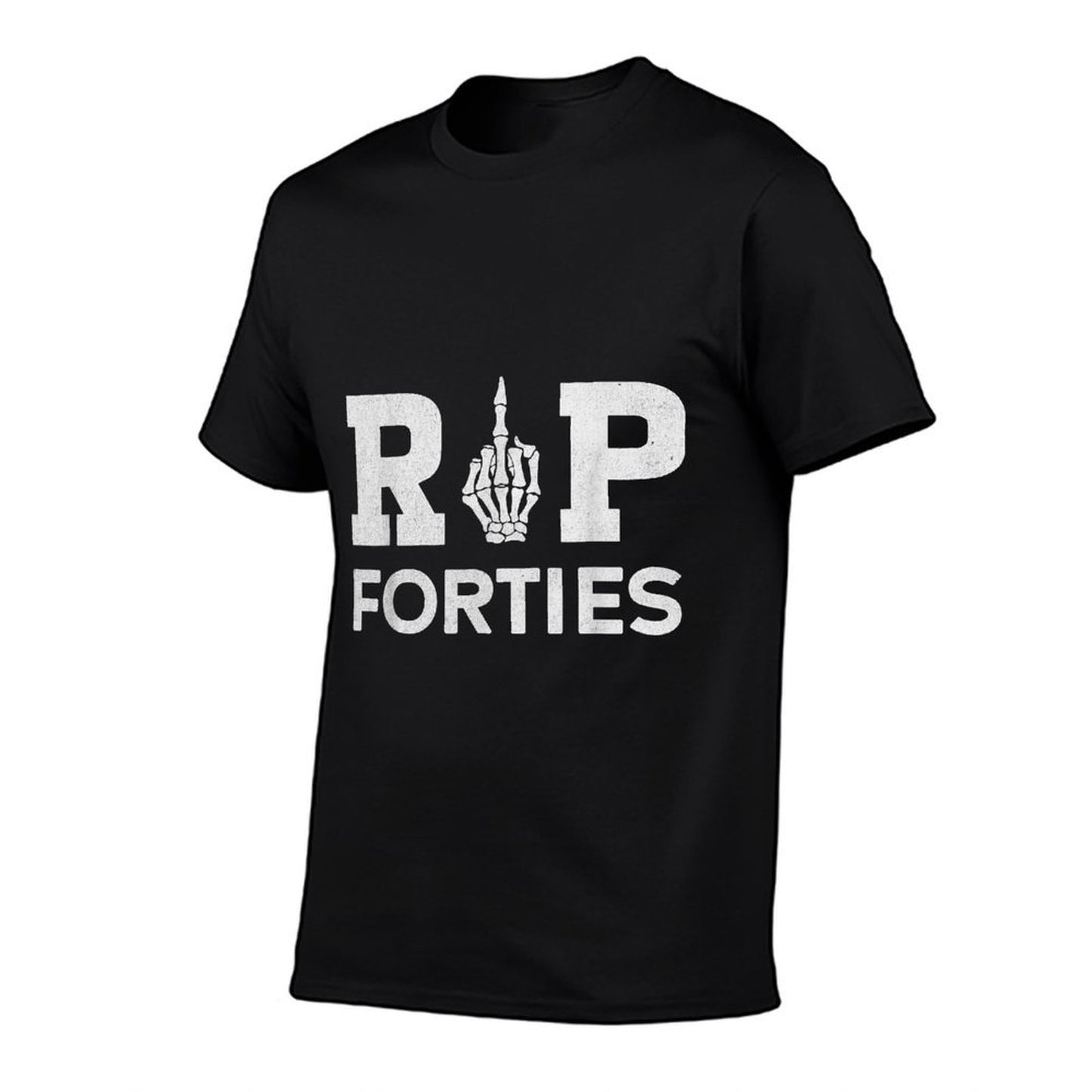 Rip Forties, Funny 50th Birthday Skeleton Middle Finger Trendy Pattern T-Shirt