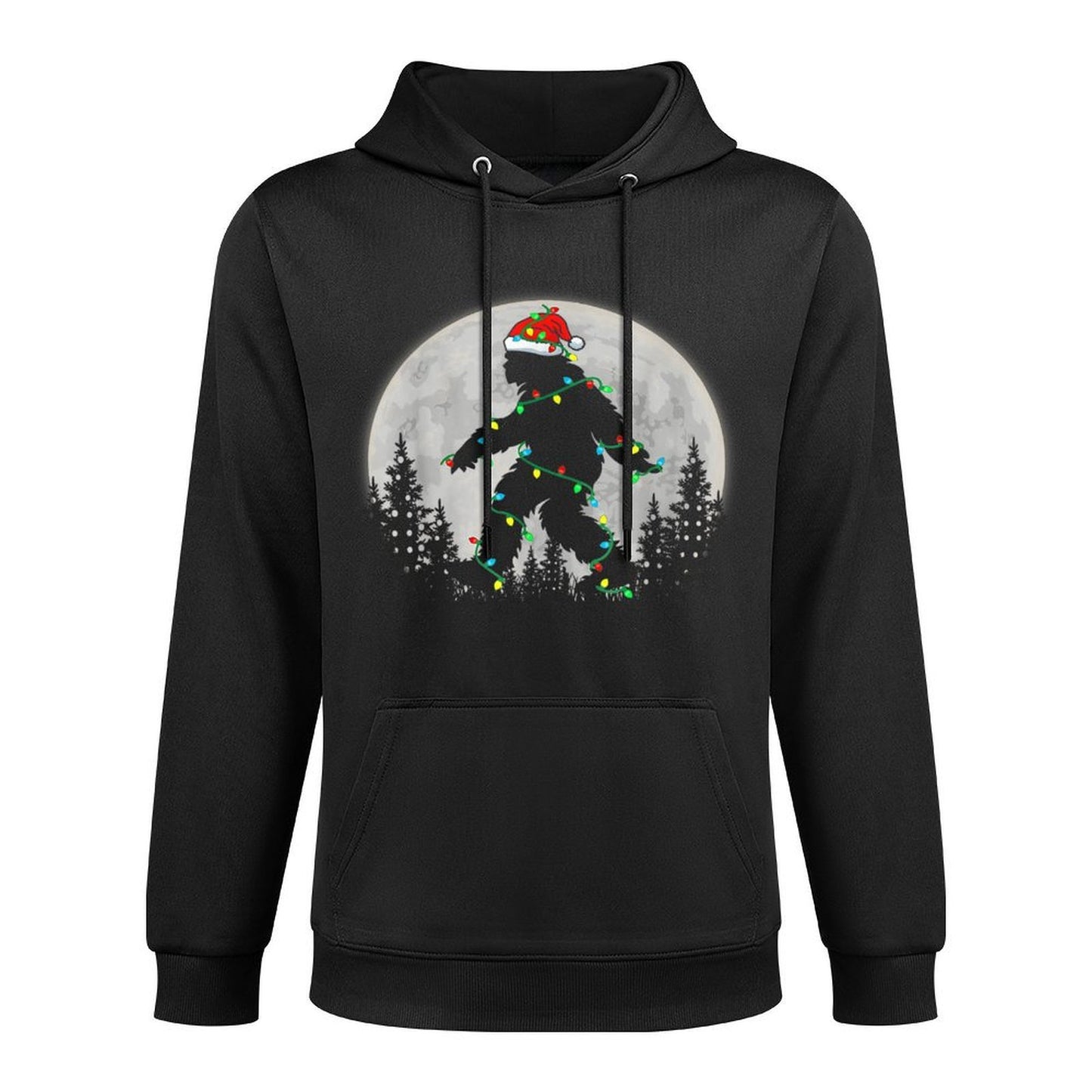 Santa Bigfoot Christmas Lights Rock Funny Sasquatch Believe Machine Washable Hoodie