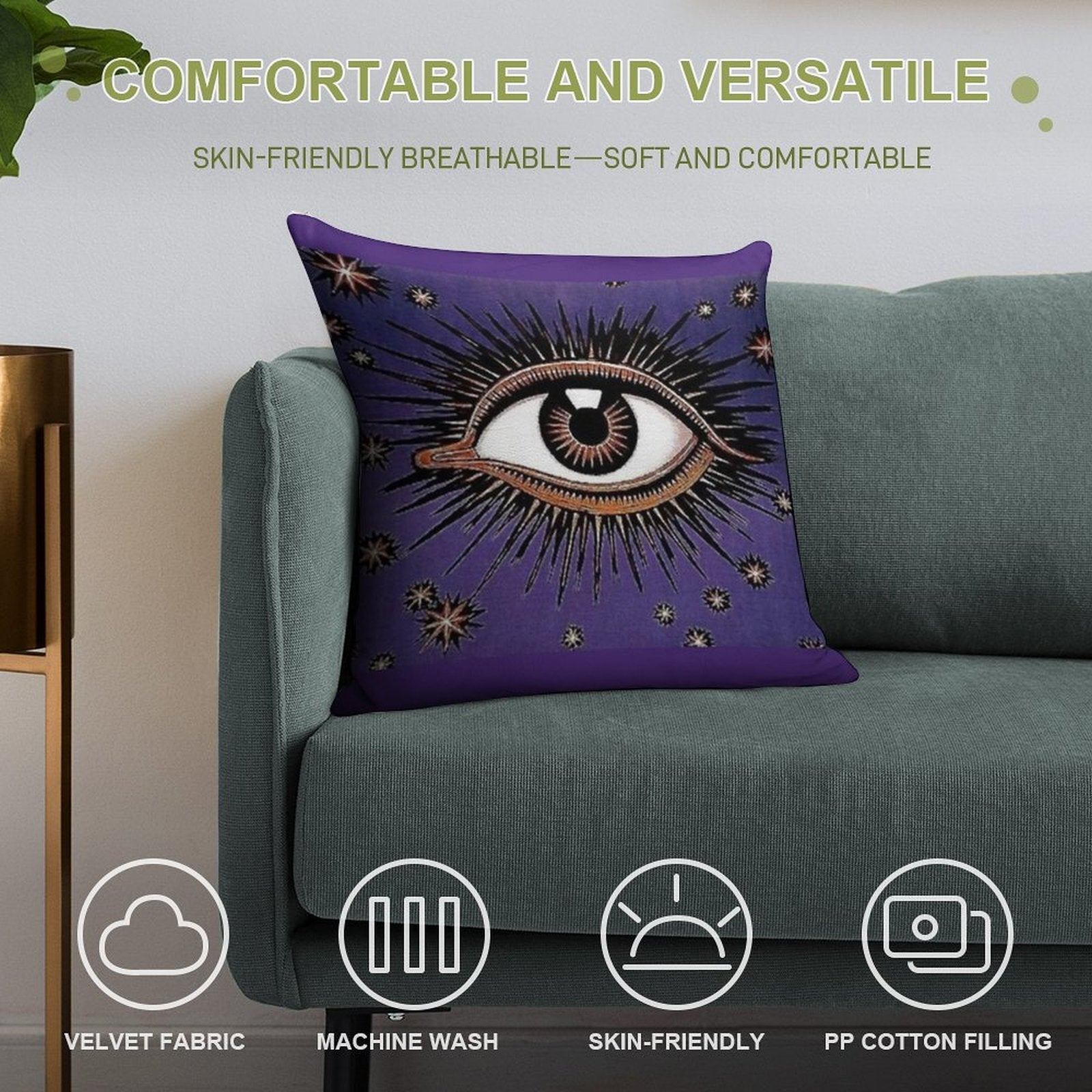 Purple Eye Soft Multiple Sizes Throw Pillow