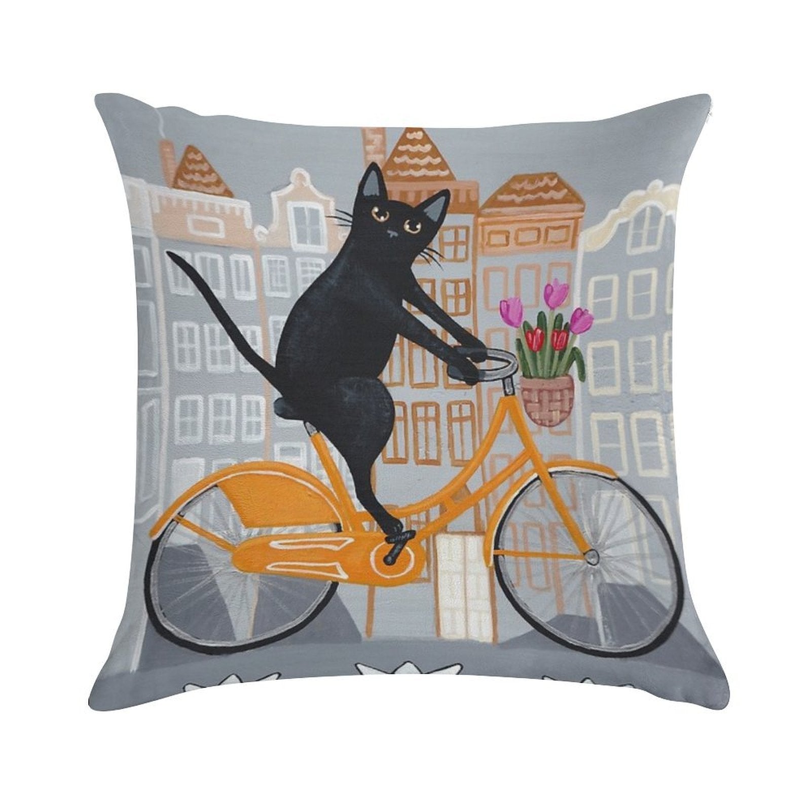 Amsterdam Bicycle Ride Soft Durable Construction Throw Pillow