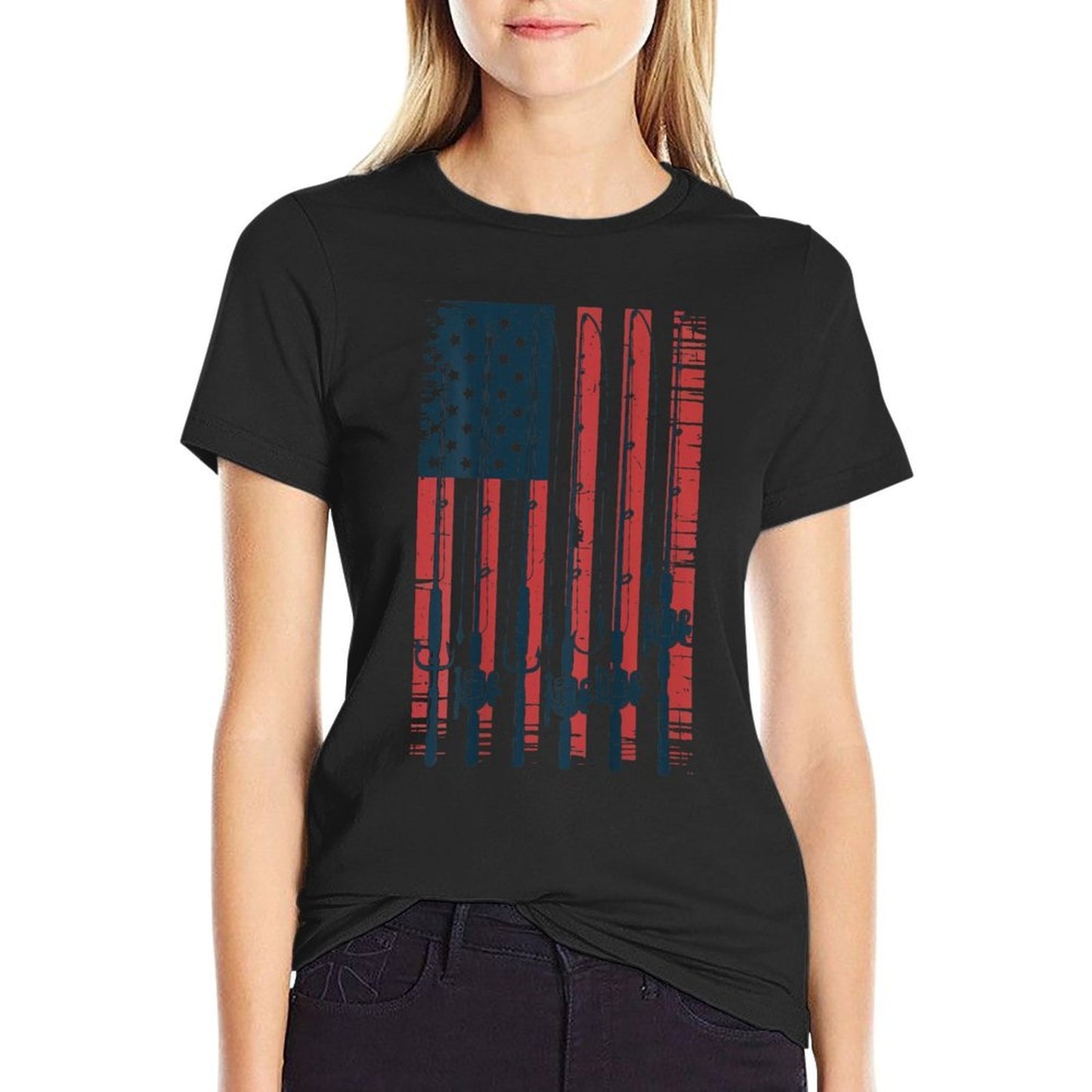 Youth Boy 4th July American Fishing Pole On-Back Mens Classic T-Shirt