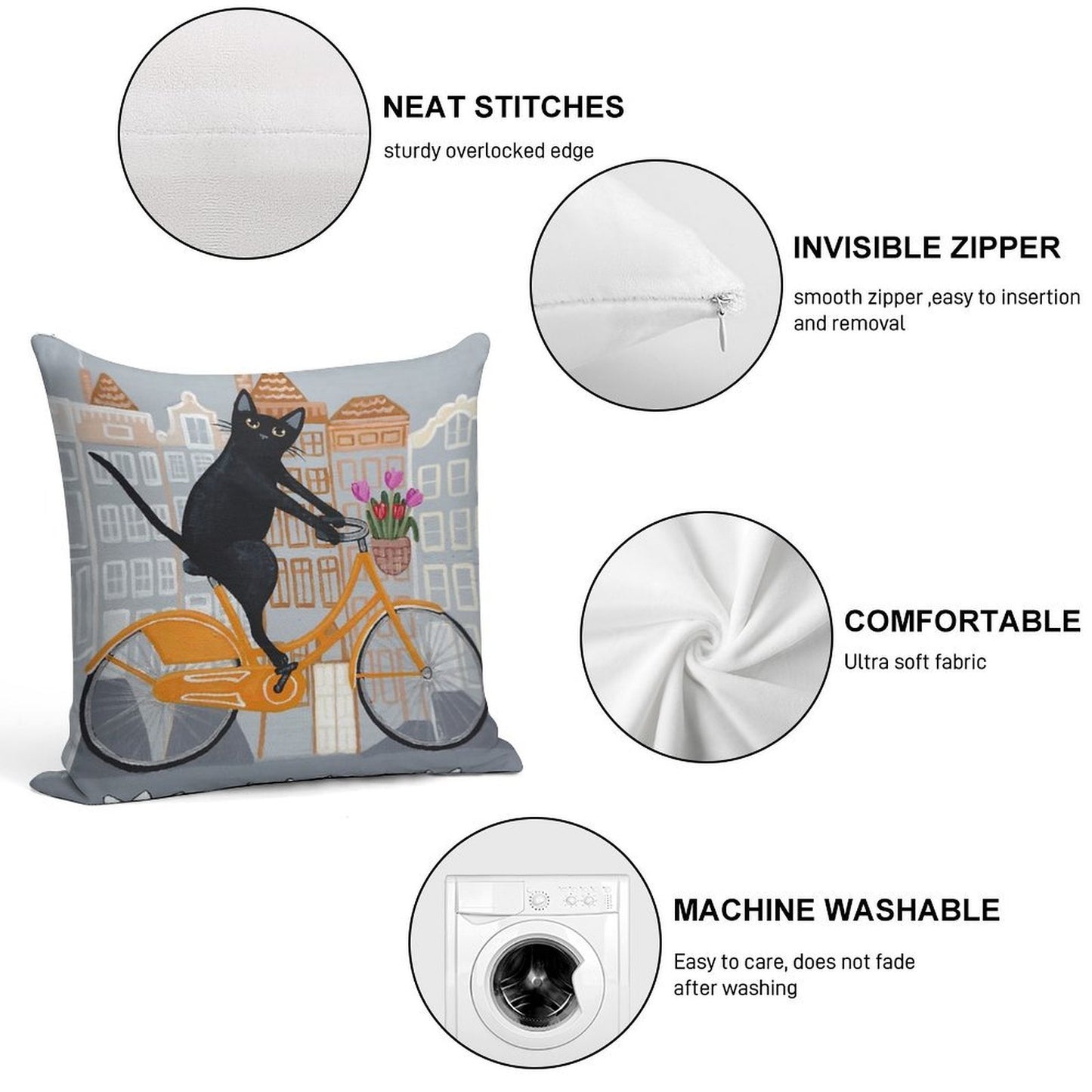 Amsterdam Bicycle Ride Soft Durable Construction Throw Pillow