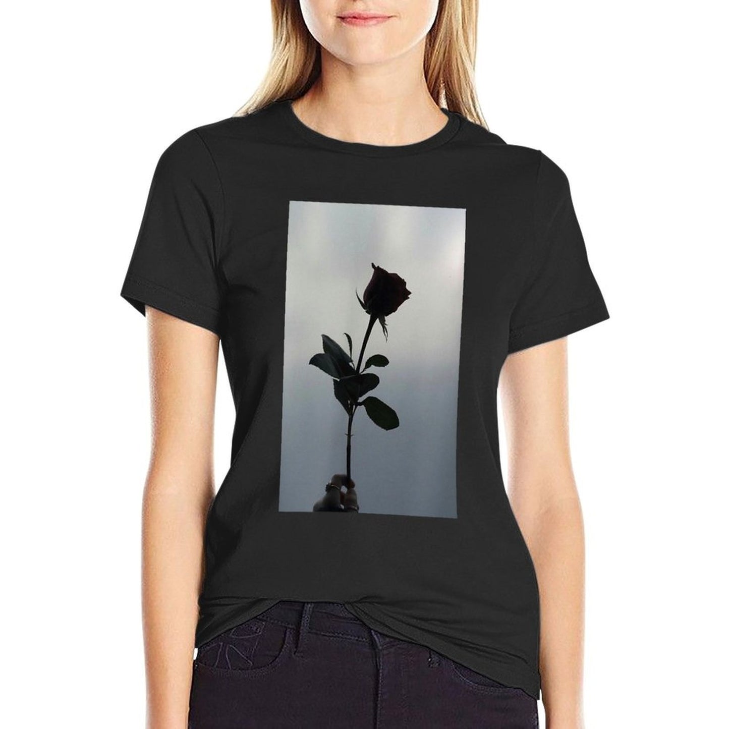 Roses Flowers Aesthetic Retro Stylish Vintage Dark Floral Graphic-printed T-Shirt