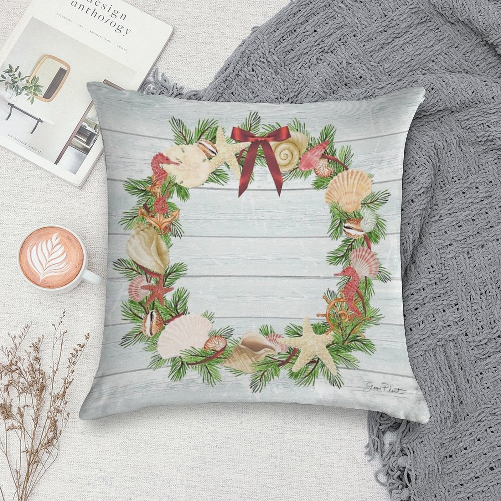 Coastal Christmas D Soft Easy Maintenance Throw Pillow