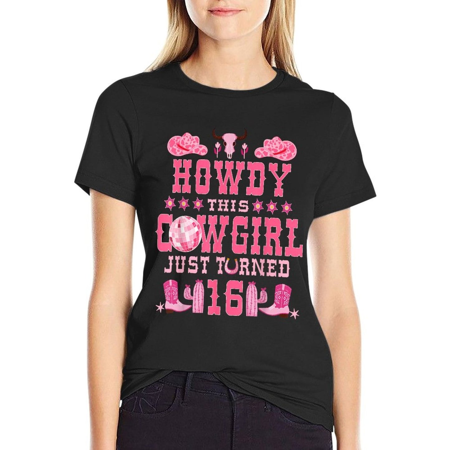 16yr Birthday Cowgirl Western 16Years Old Girl 16th Birthday Moisture-wicking T-Shirt
