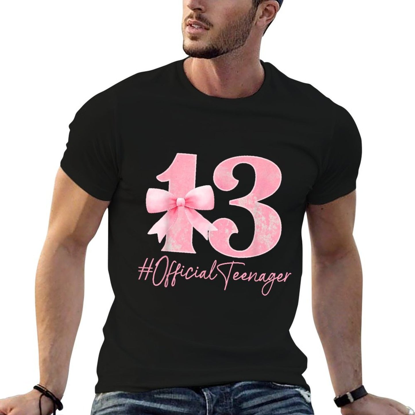 13th Birthday Coquette Bow Pink 13 Year Old Birthday Girl Odor-resistant T-Shirt