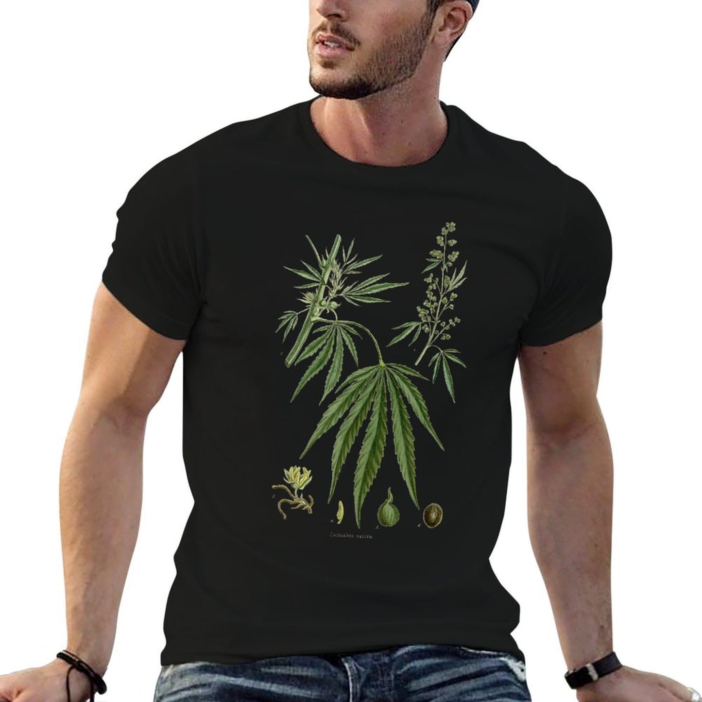Weed Marijuana Plant Botanical THC Cannabis Sativa Vintage Moisture-wicking T-Shirt