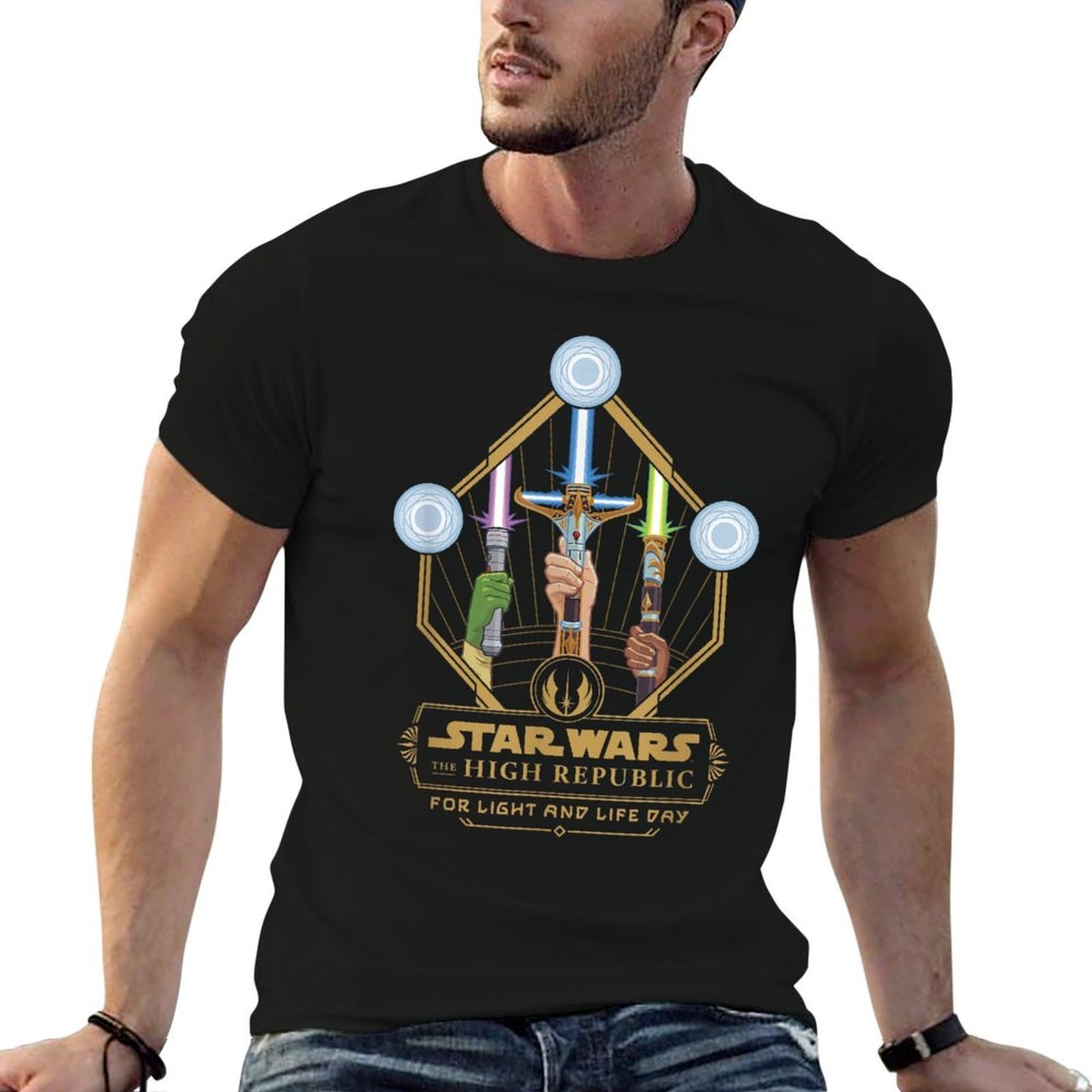 Star Wars The High Republic For Light Life Day Sabers Logo Summer-ready Fabric T-Shirt