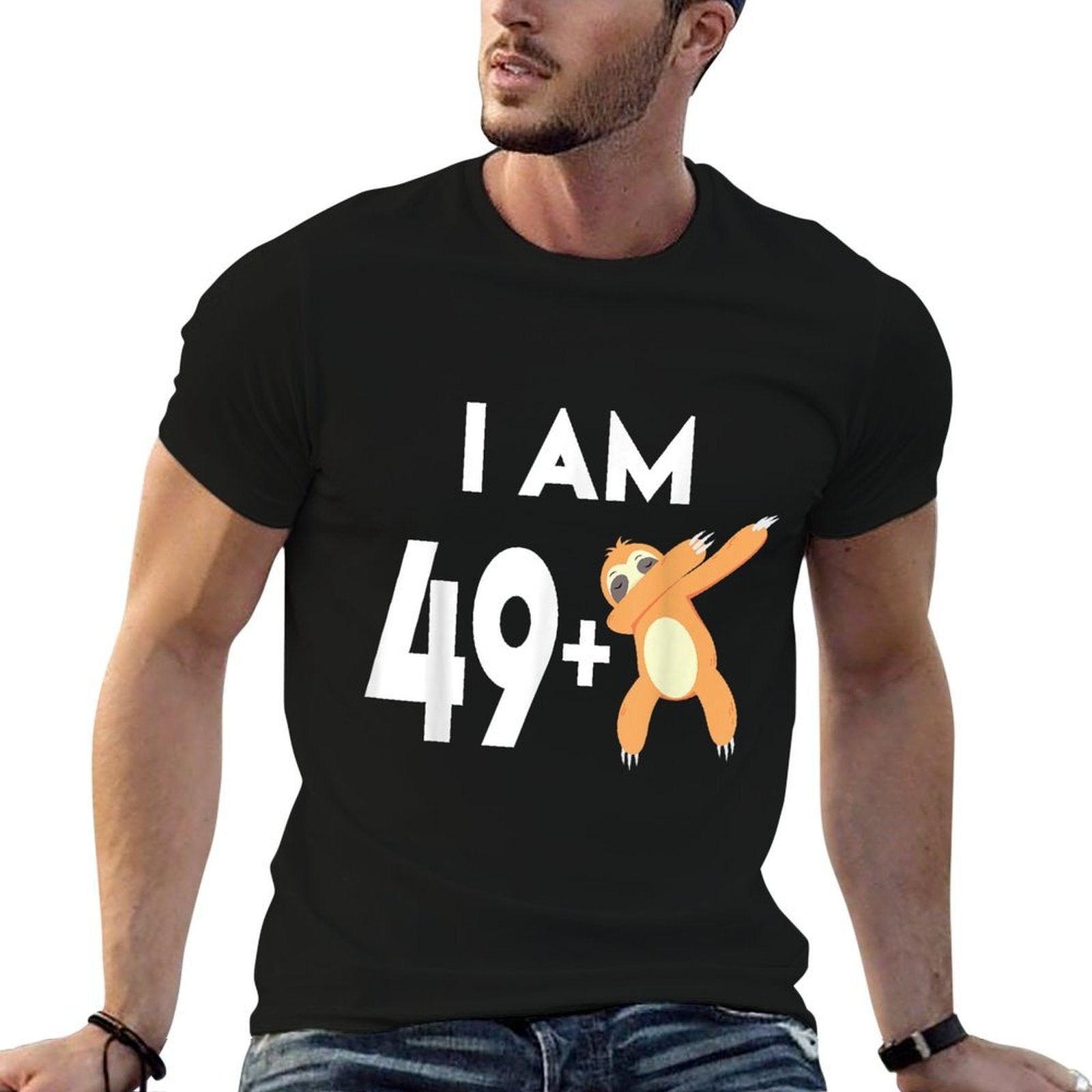 50 Years Old Sloth Gift 50th Birthday  Summer-ready Fabric T-Shirt