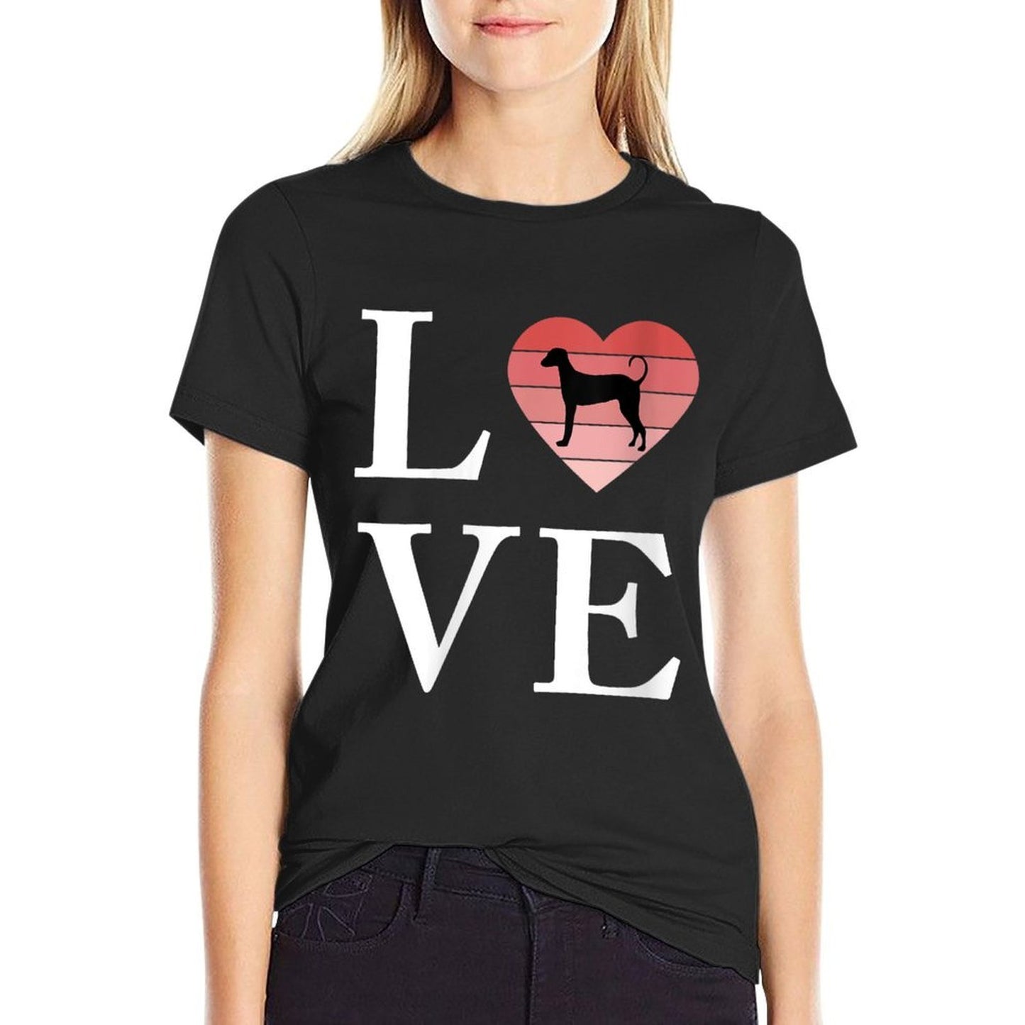 Womens Dog Breed Rajapalayam Word Love Typography Retro Moisture-wicking T-Shirt