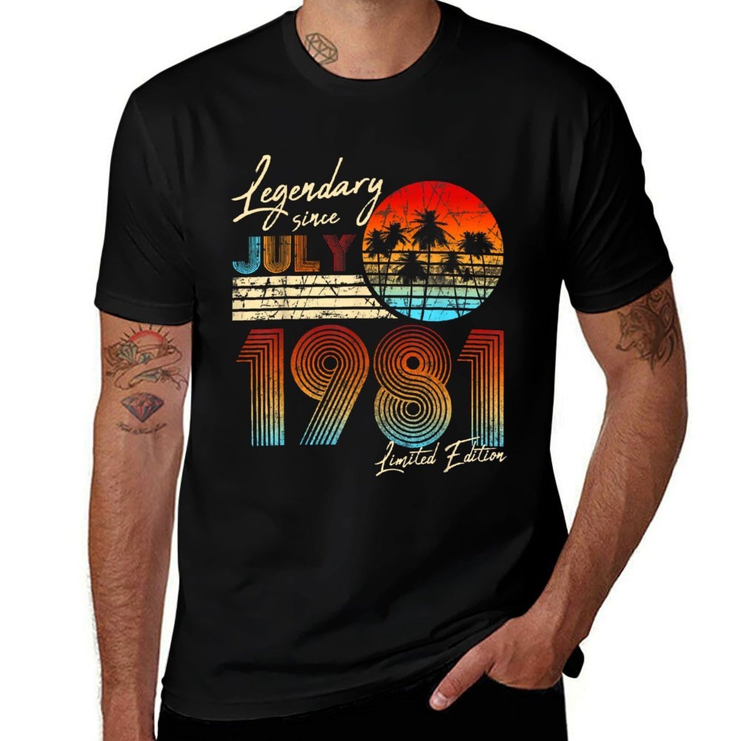 40Thbirthdaygifts Legendary Since July 1981 40Th Birthday  Ribbed Collar T-Shirt