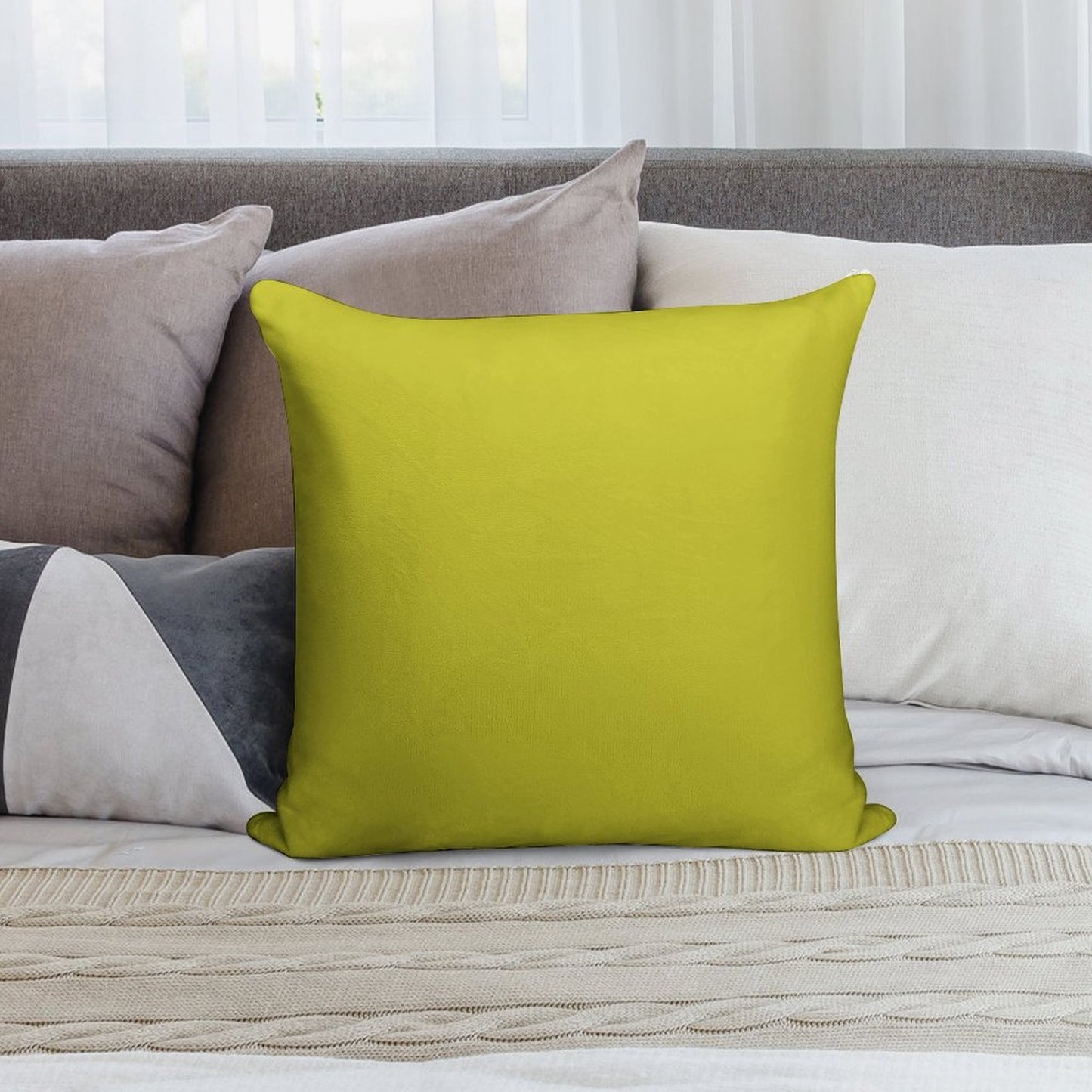 Solid Chartreuse Soft Warmth Comfort Throw Pillow