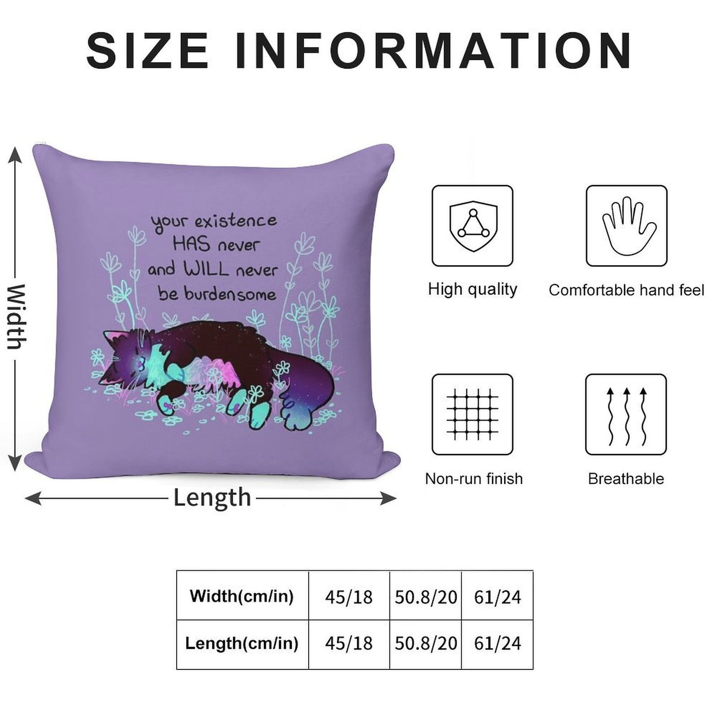 Your Existence Neon Sleepy Kitty Soft Washable Throw Pillow