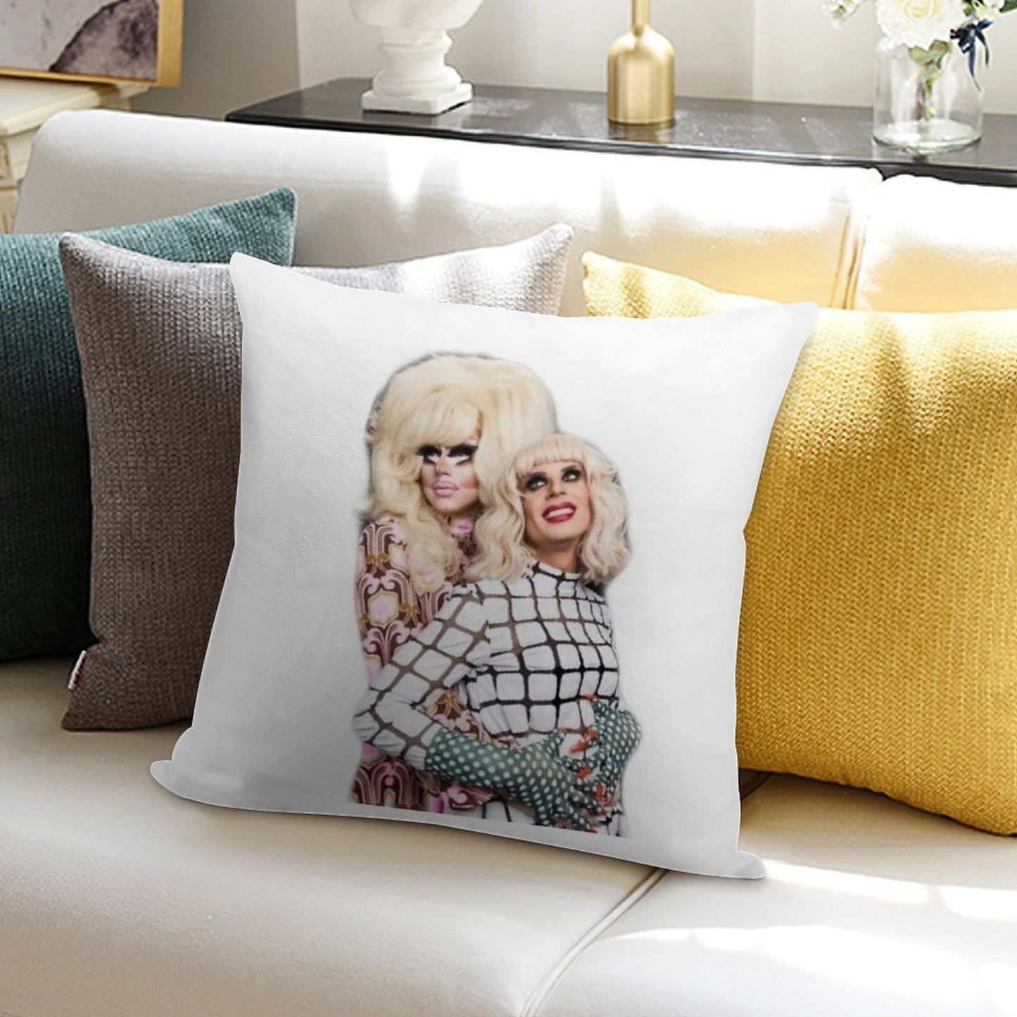 Trixie And Katya Couple Pose Soft Skin-Friendly Throw Pillow