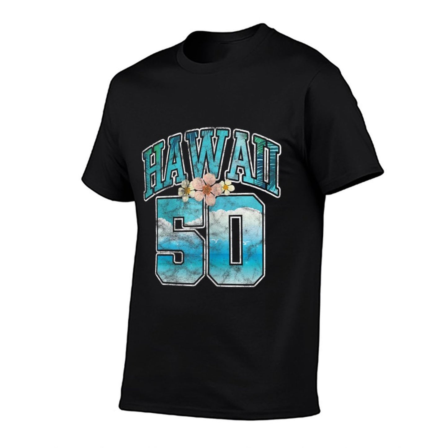 Womens Hawaii 50 50th Birthday Hawaiian Aloha Beach Hibiscus Grunge Breathable T-Shirt