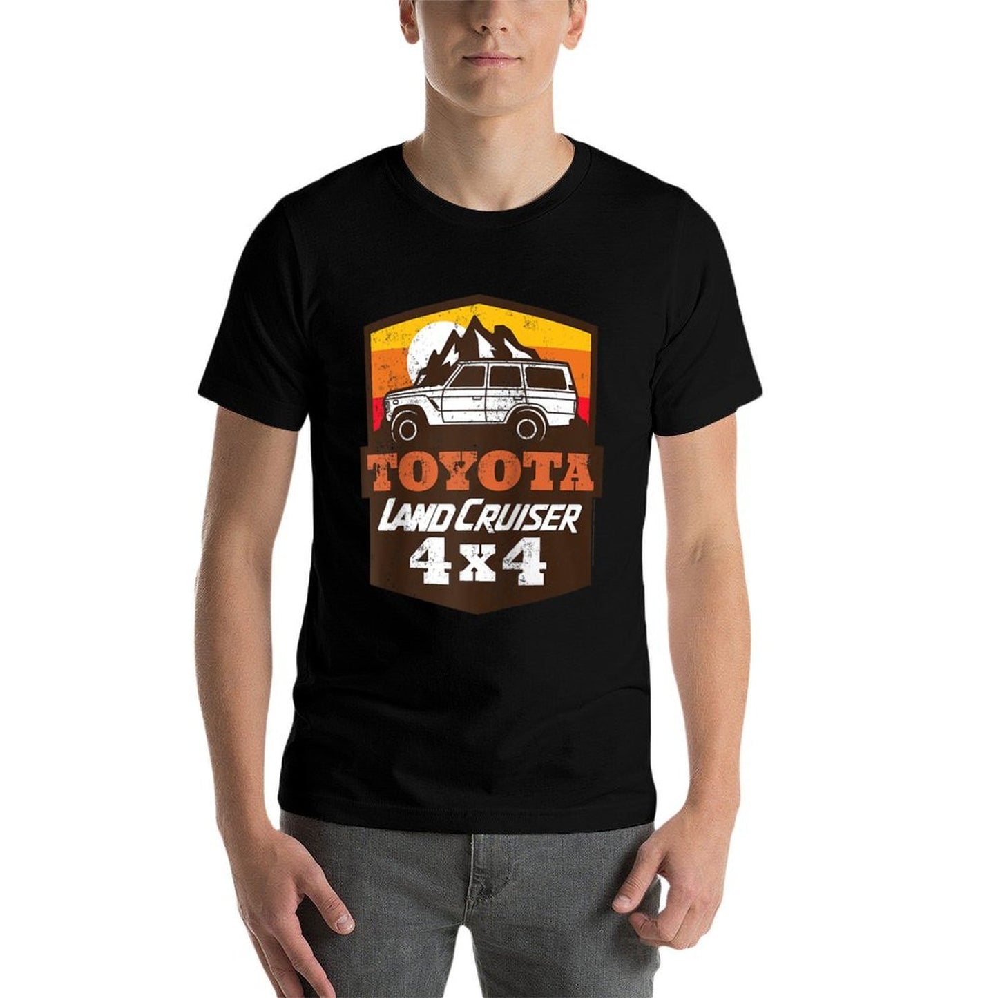 Toyota Land Cruiser 4x4 Retro Landscape Big Chest Logo Raglan Baseball Moisture-wicking T-Shirt